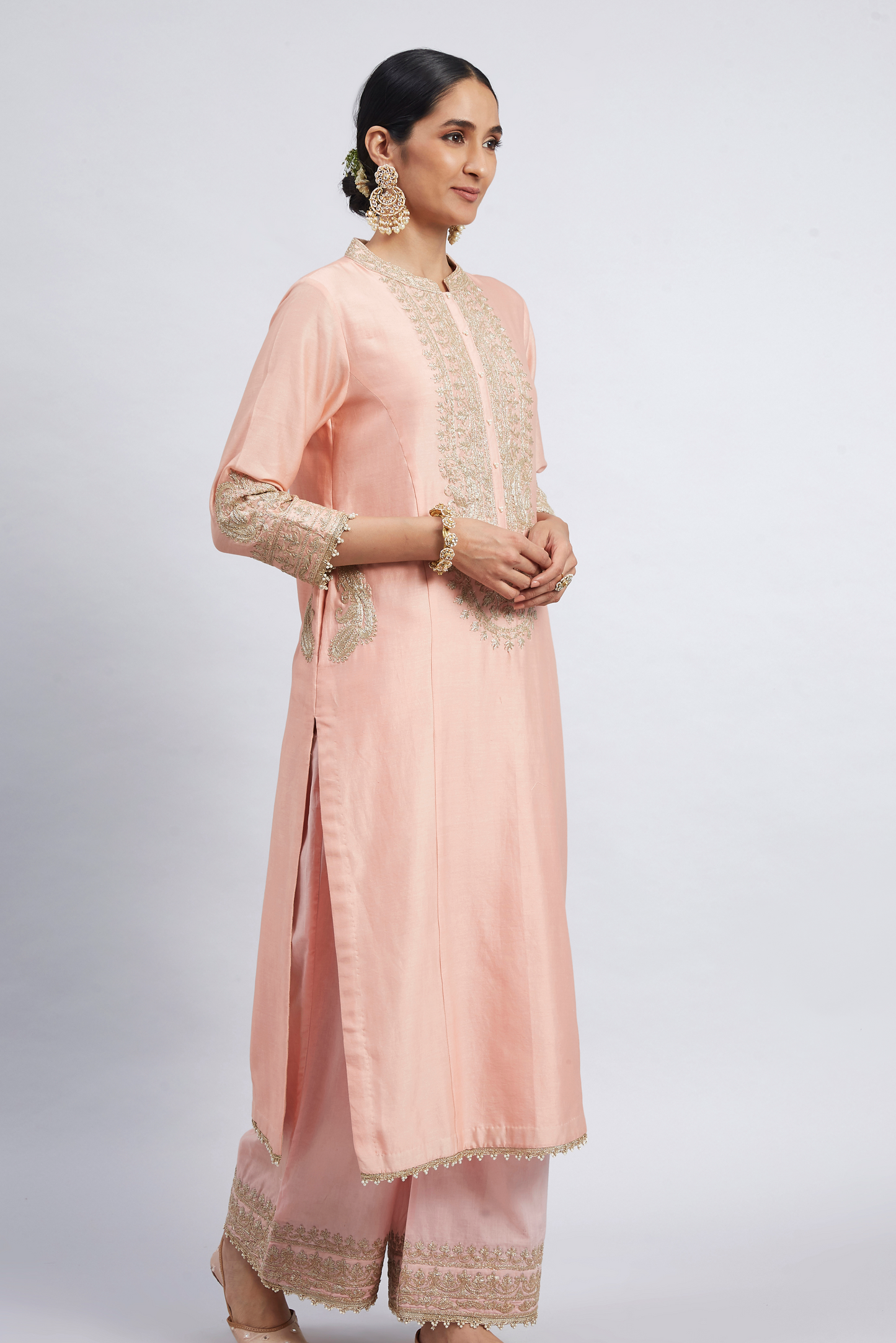 Aadirah Embroidered Kurta Set - Carnation Pink