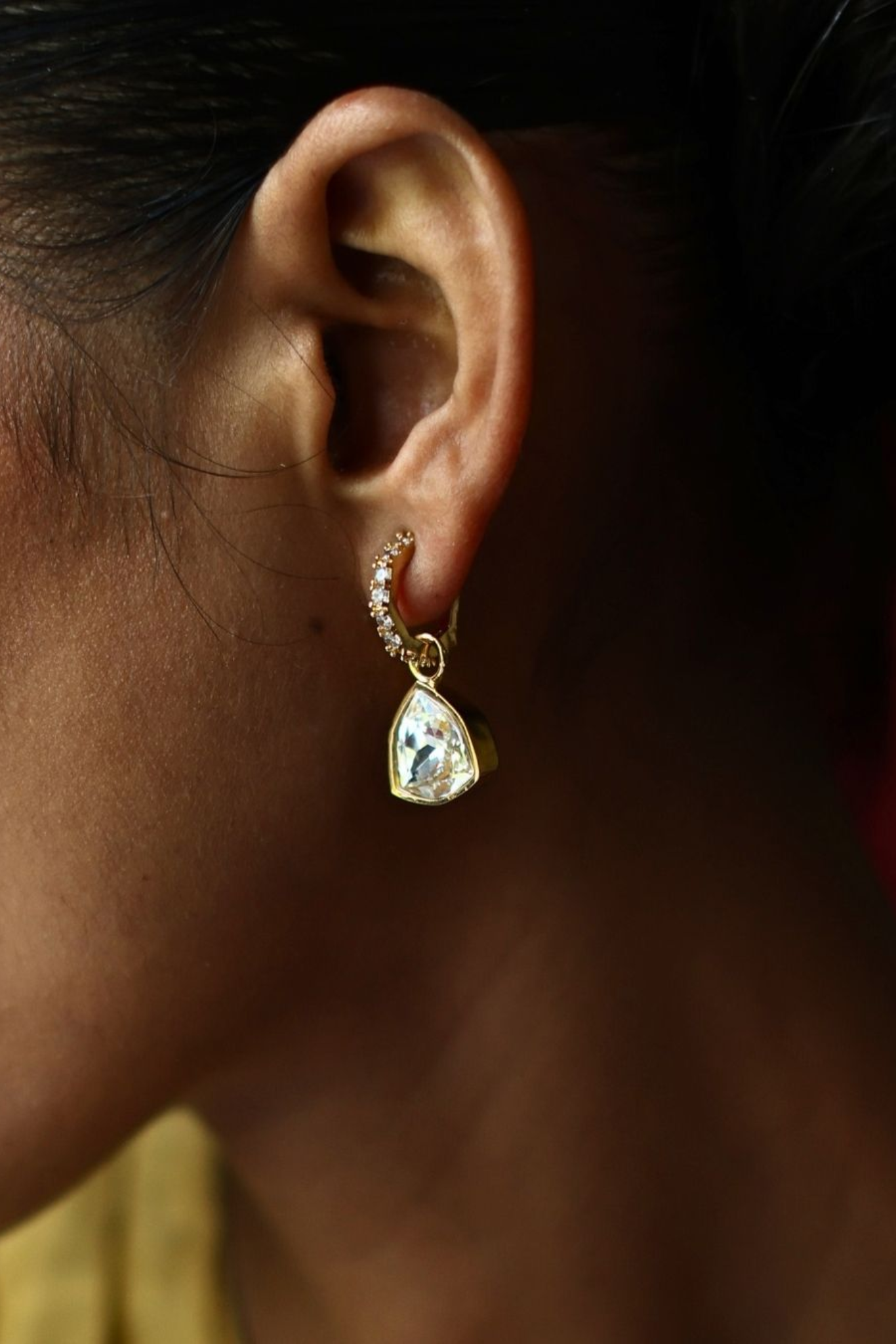 The Shift Earrings - Golden and Crystal