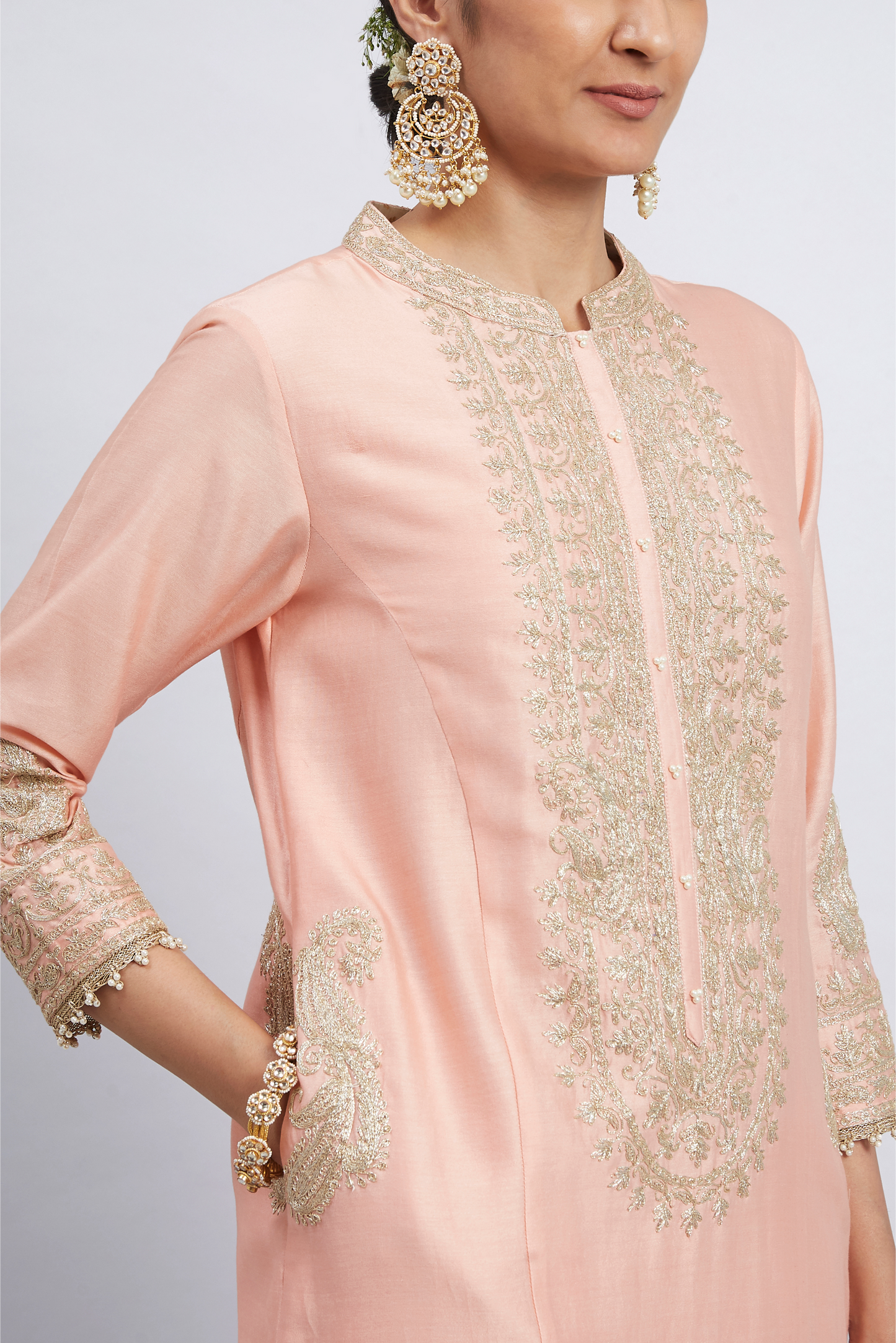 Aadirah Embroidered Kurta Set - Carnation Pink