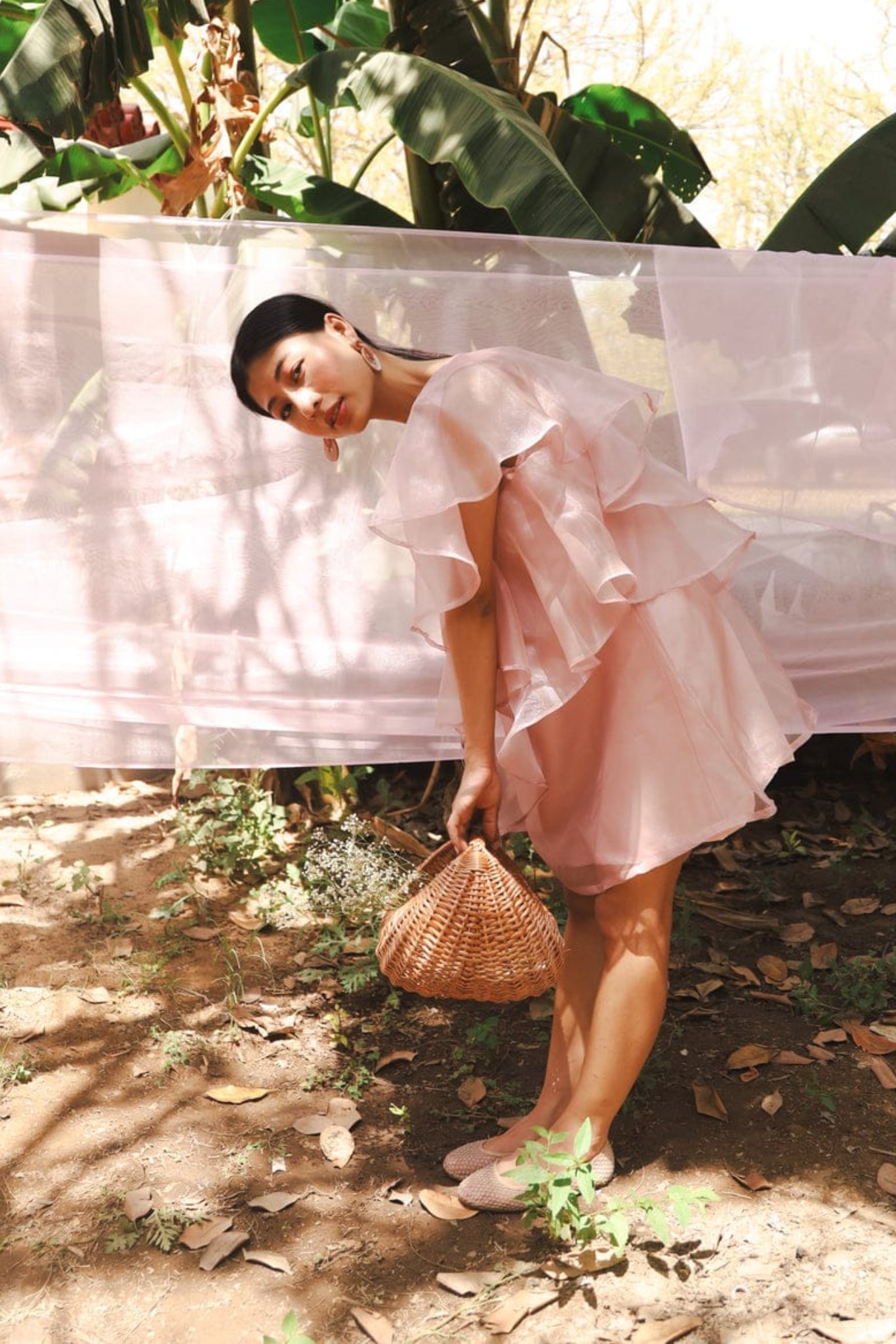 Mauve Organza Shift Dress