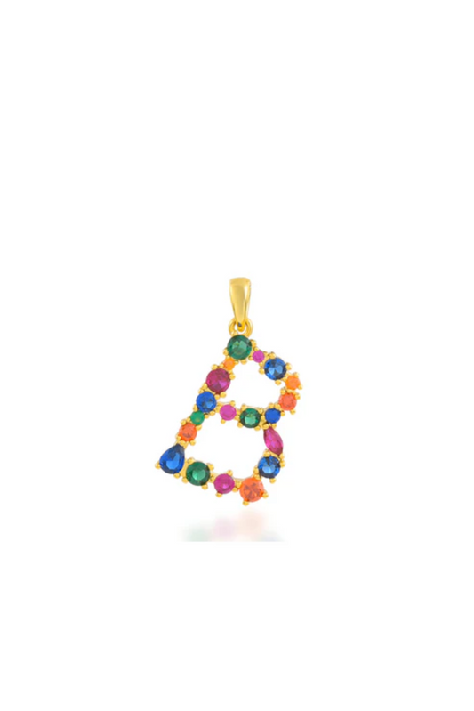Multi Gemstone Alphabets Necklace - B