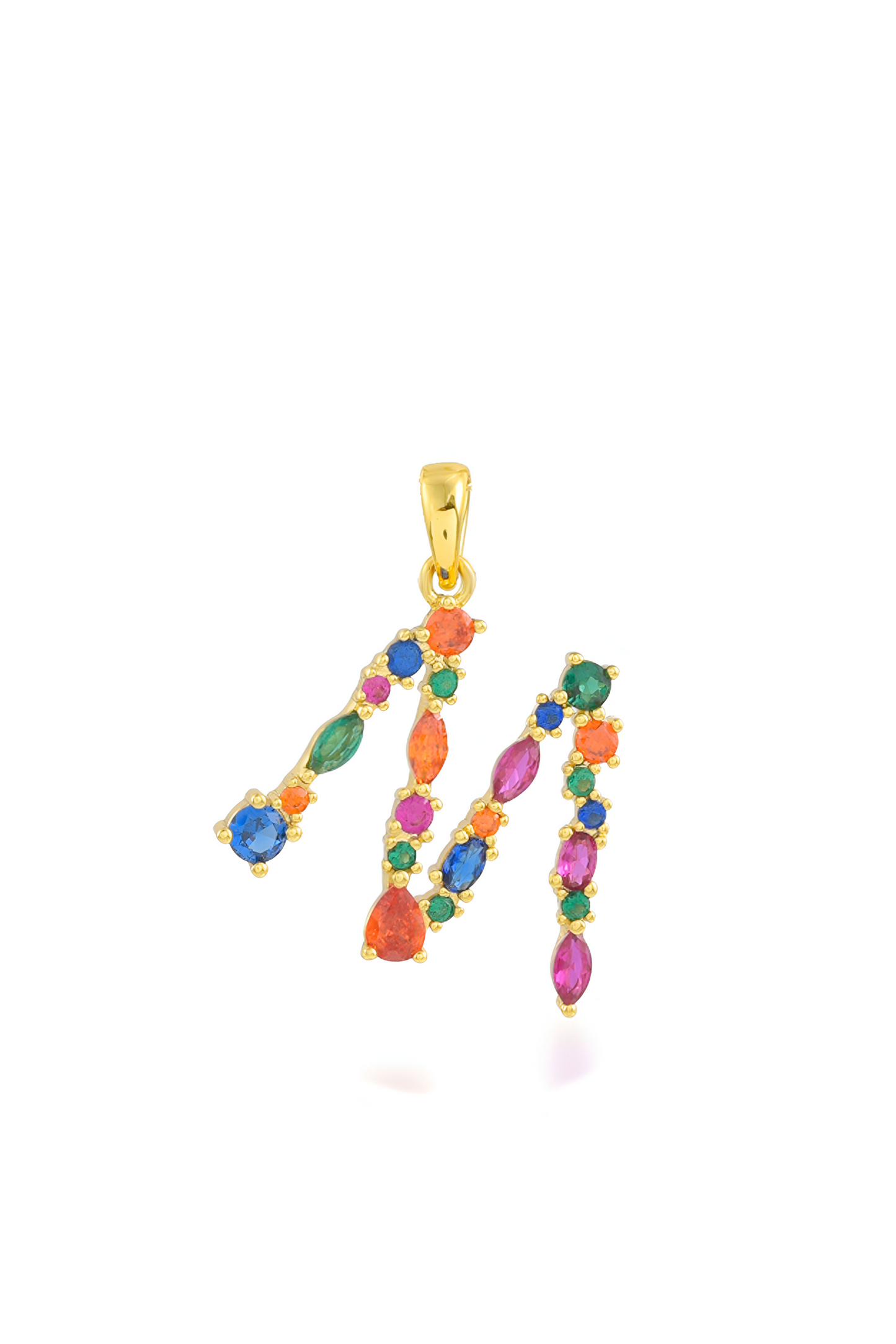 Multi Gemstone Alphabets Necklace - M