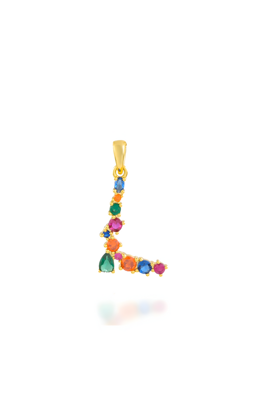 Multi Gemstone Alphabets Necklace - L