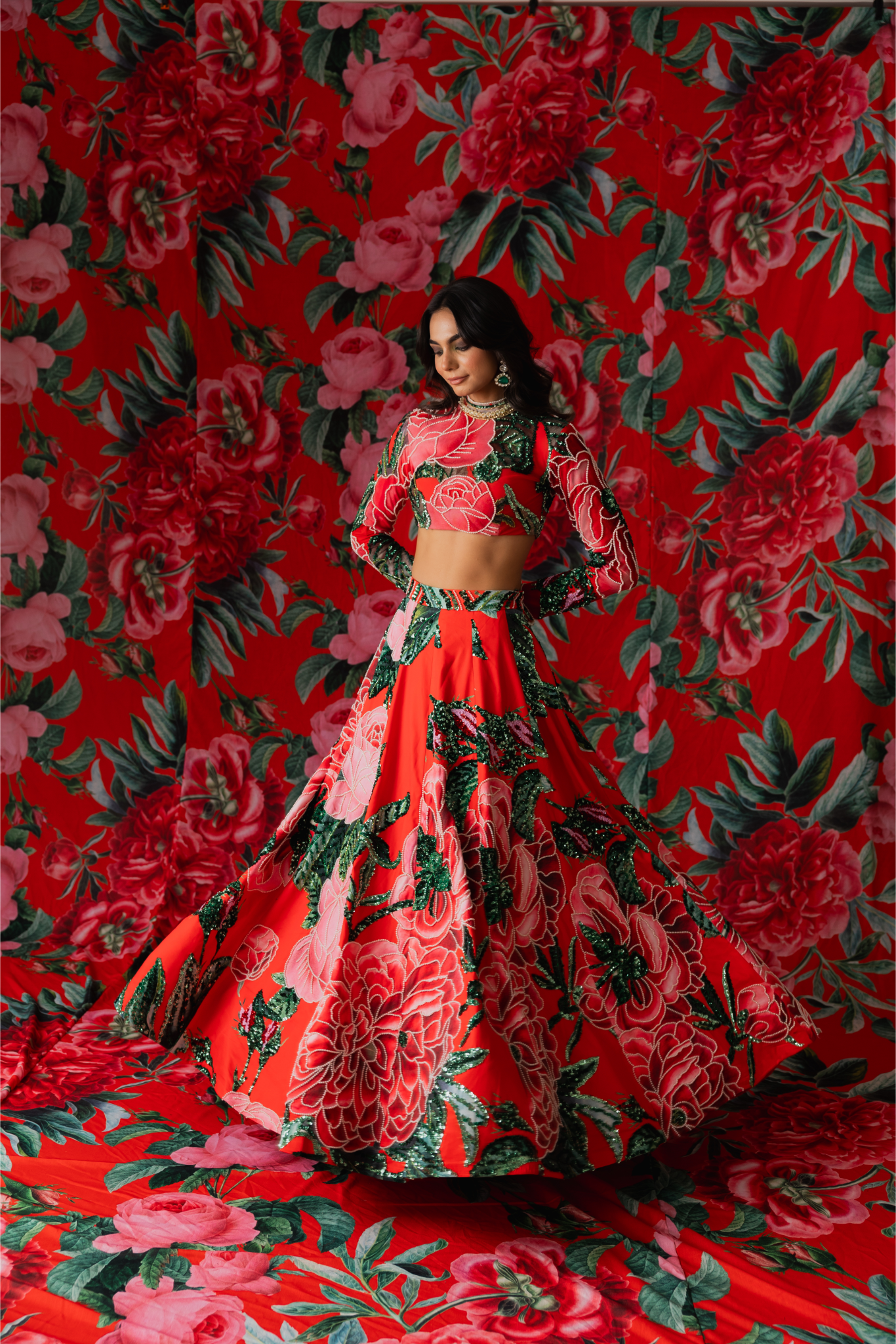 Red Freezy twill Lehenga