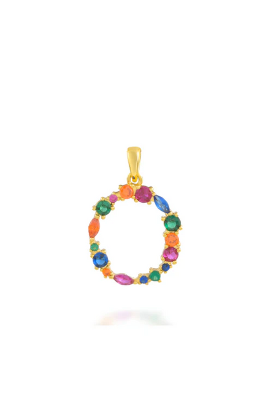 Multi Gemstone Alphabets Necklace - O