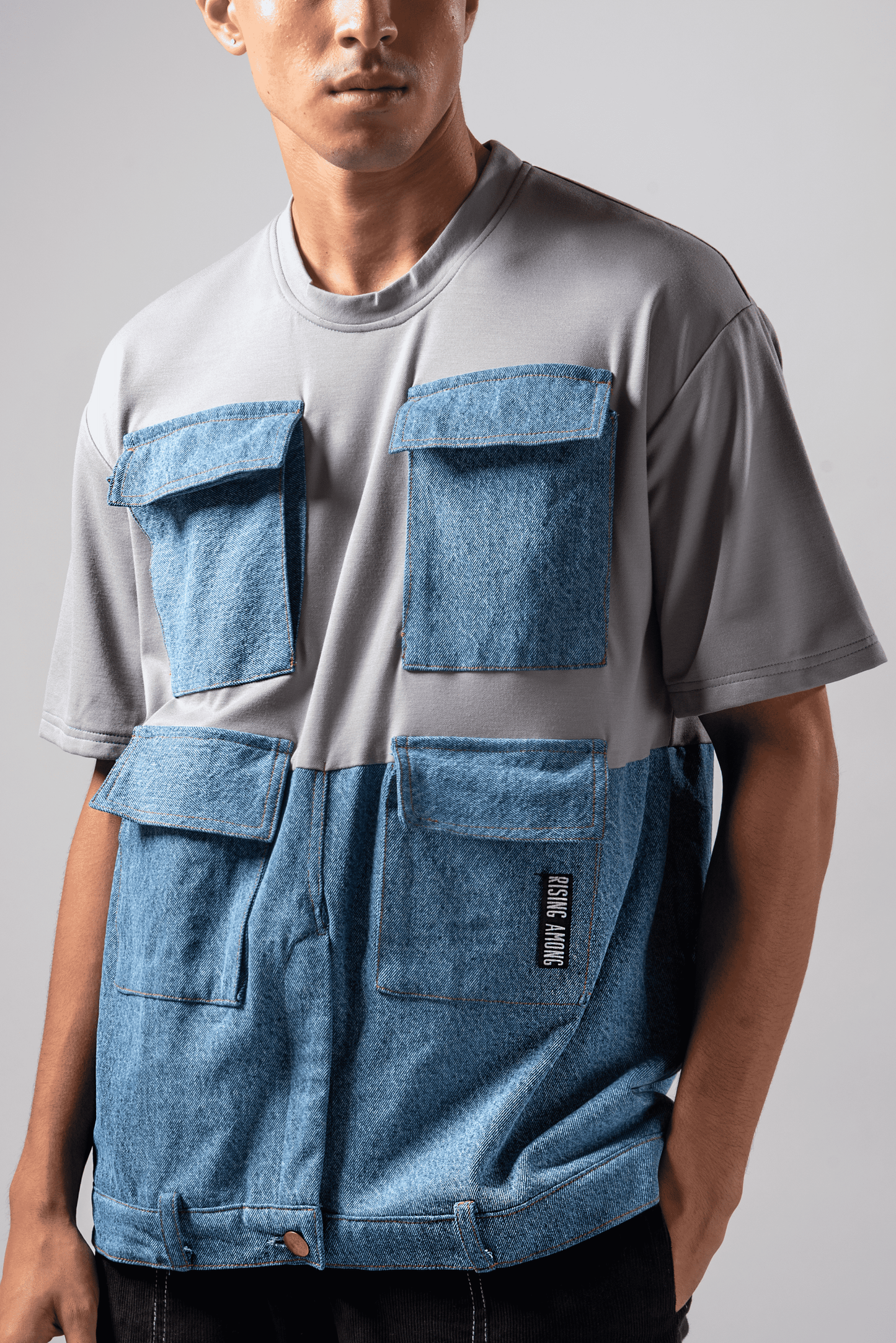 DENIM UTILITY POCKET TEE