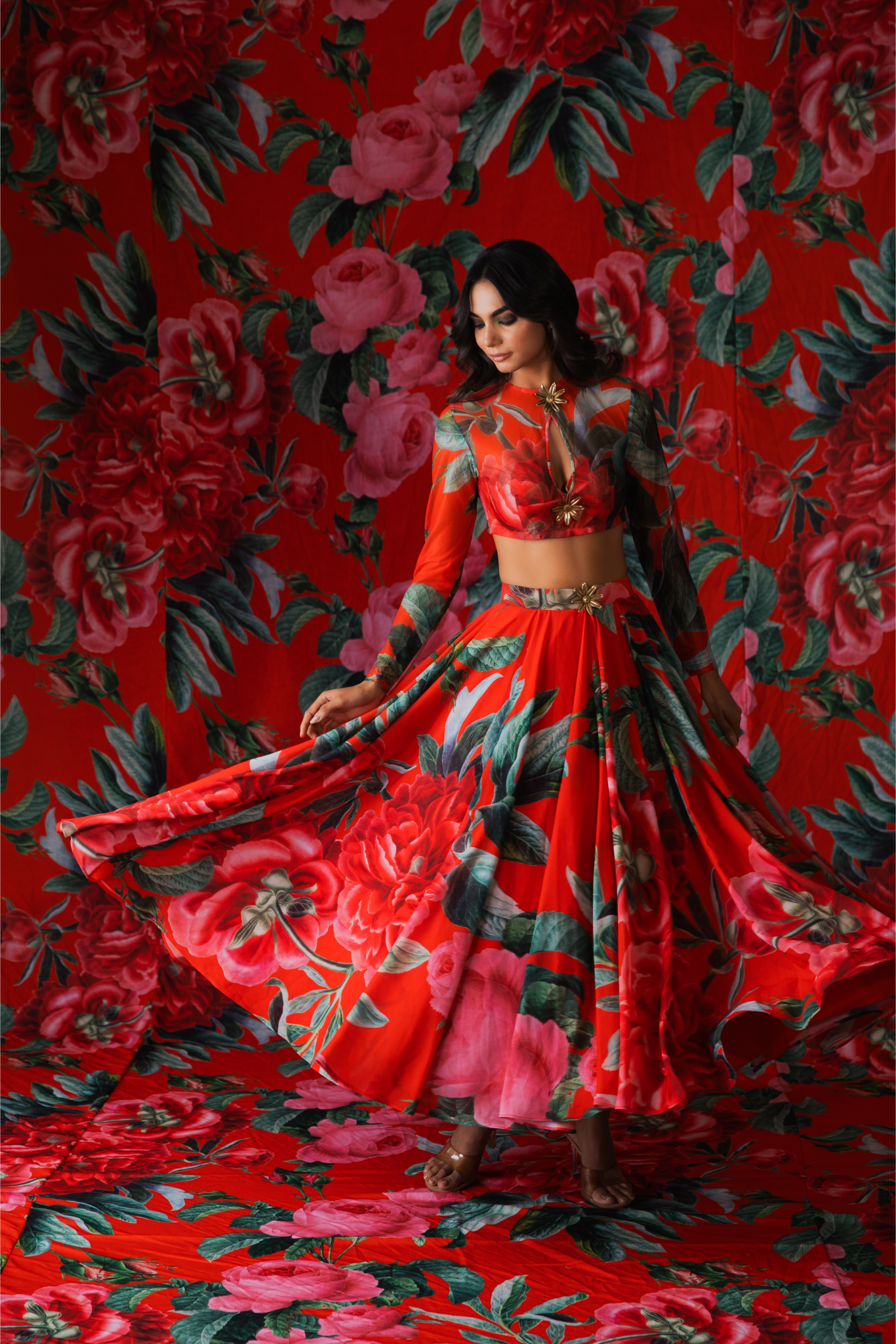 Red Georgette Lehenga Set