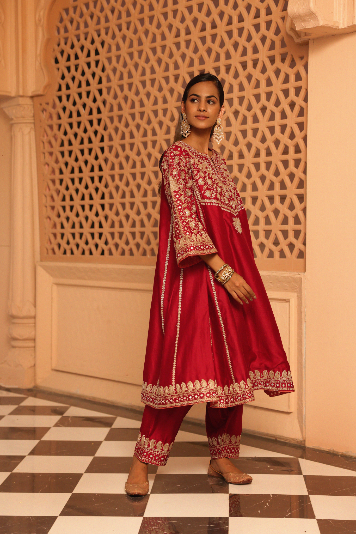 Aiman - Short Knee Length Chauga with Salwar and Odhni