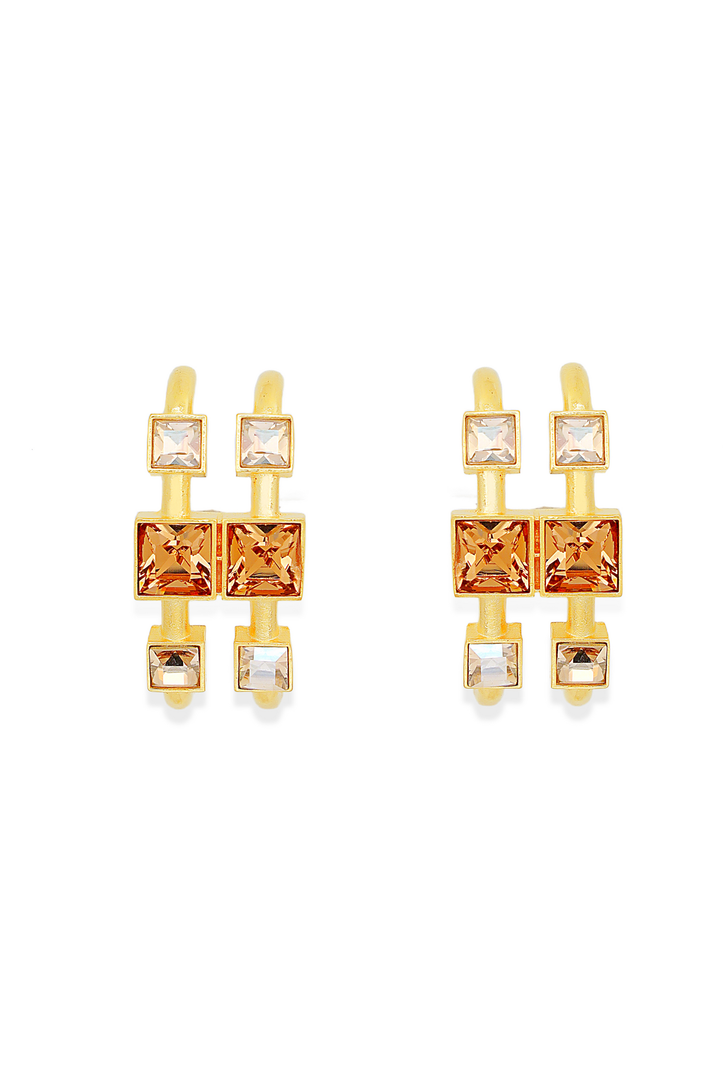 Crimson Cascade Earrings - Golden