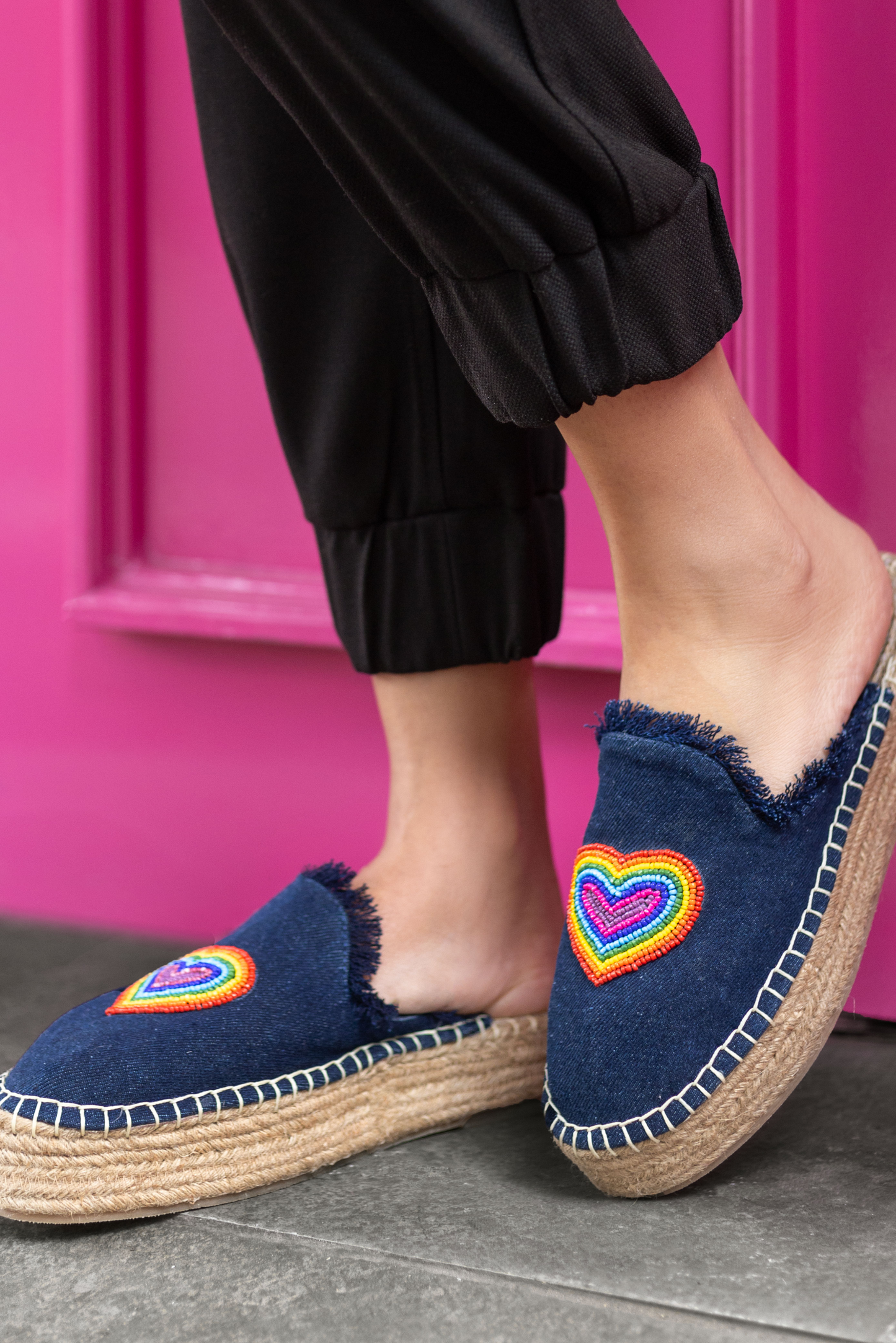 Heartbeat Espadrilles Dark Denim Platform