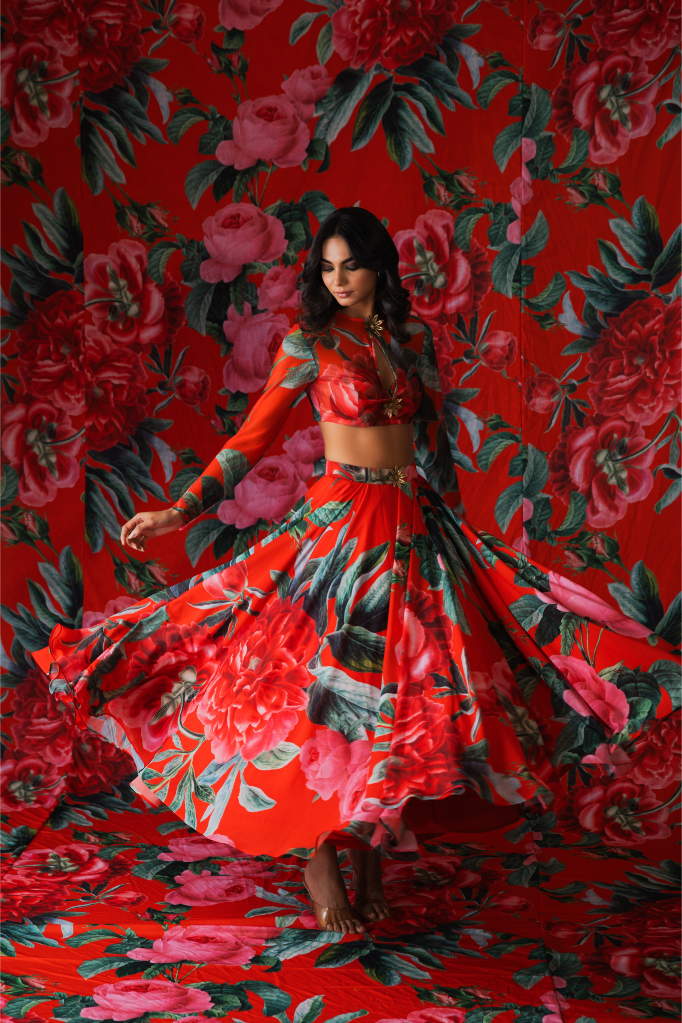 Red Georgette Lehenga Set