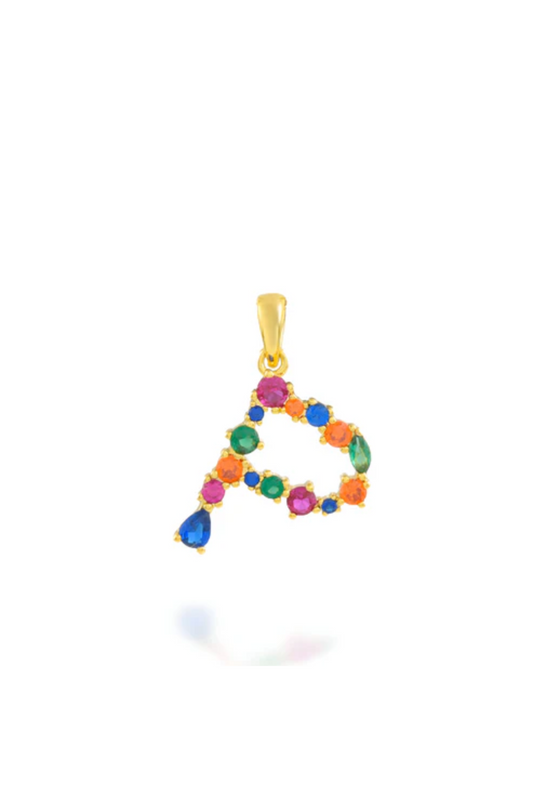 Multi Gemstone Alphabets Necklace - P