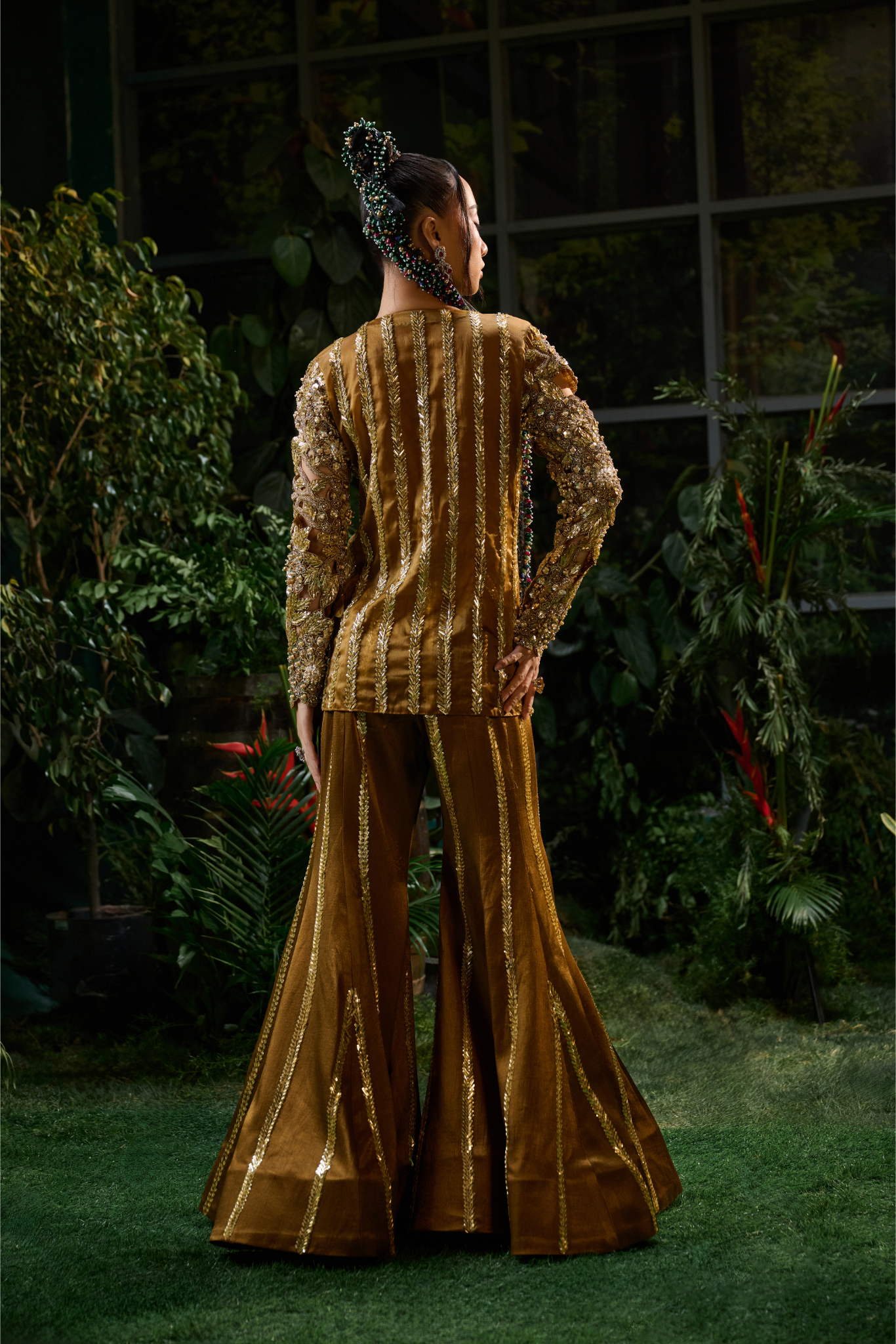 Brown copper Velvet Sharara