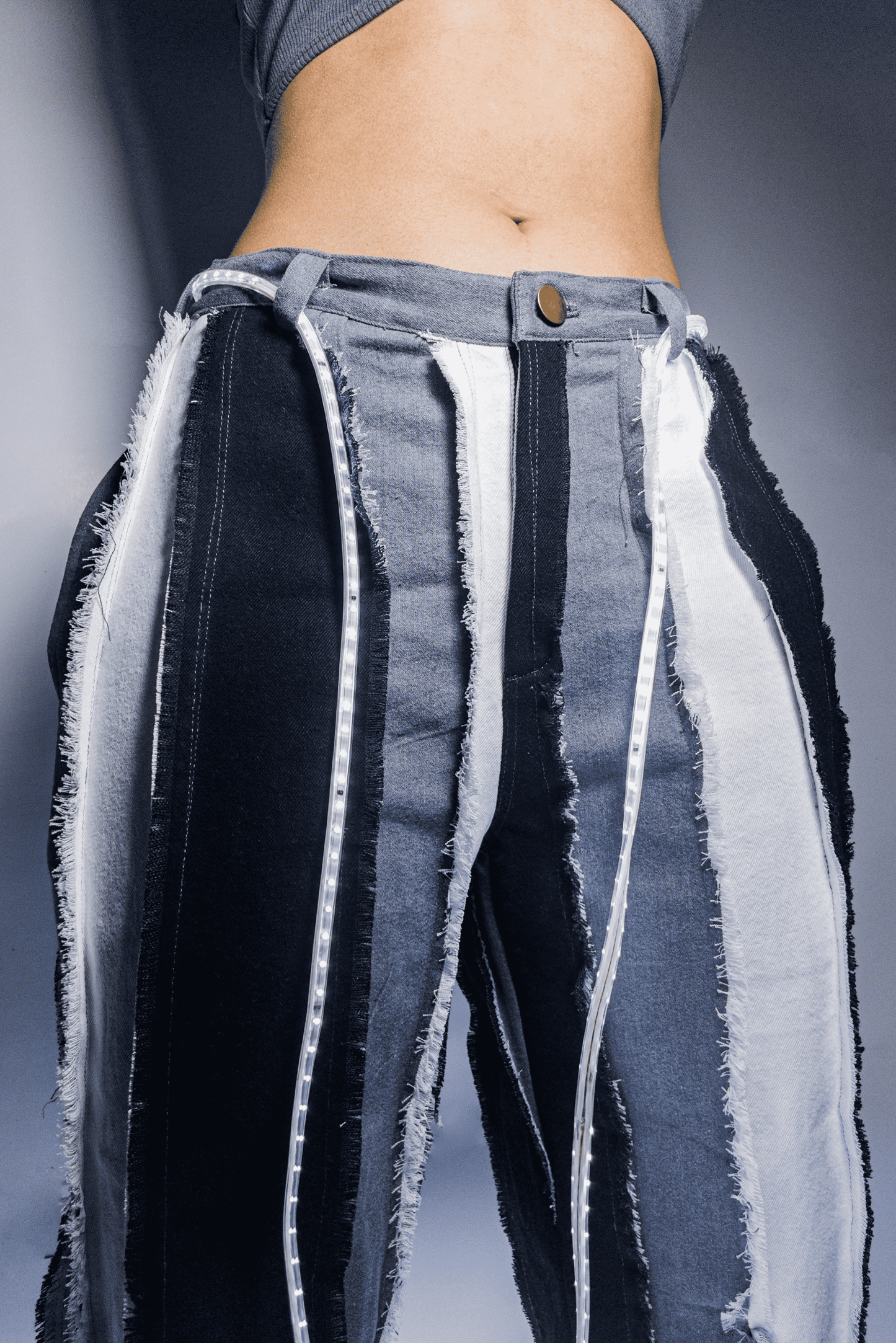 Charcoal Strip Denim Pant