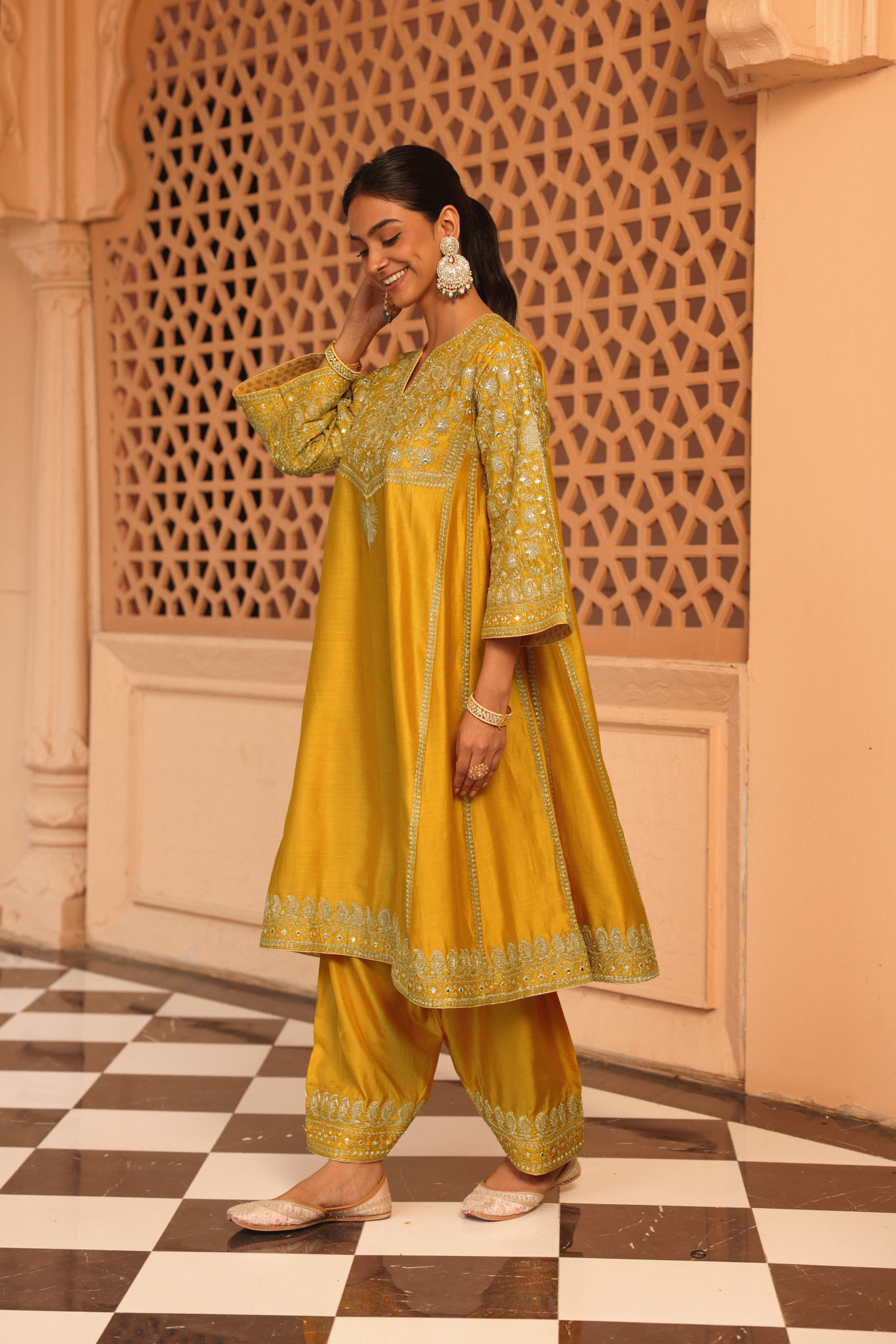 Aiman - Short Knee Length Chauga with Salwar