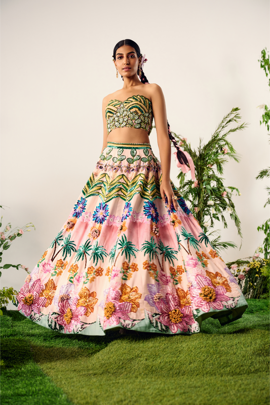 Multi Velvet Lehenga