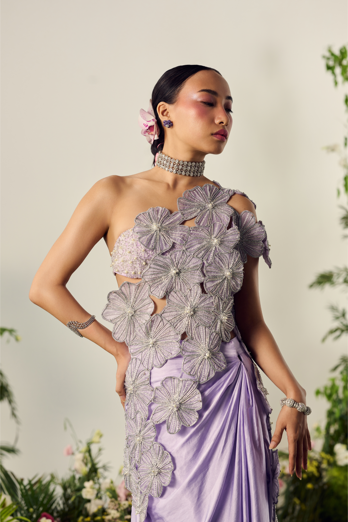 Lavender Draped Saree