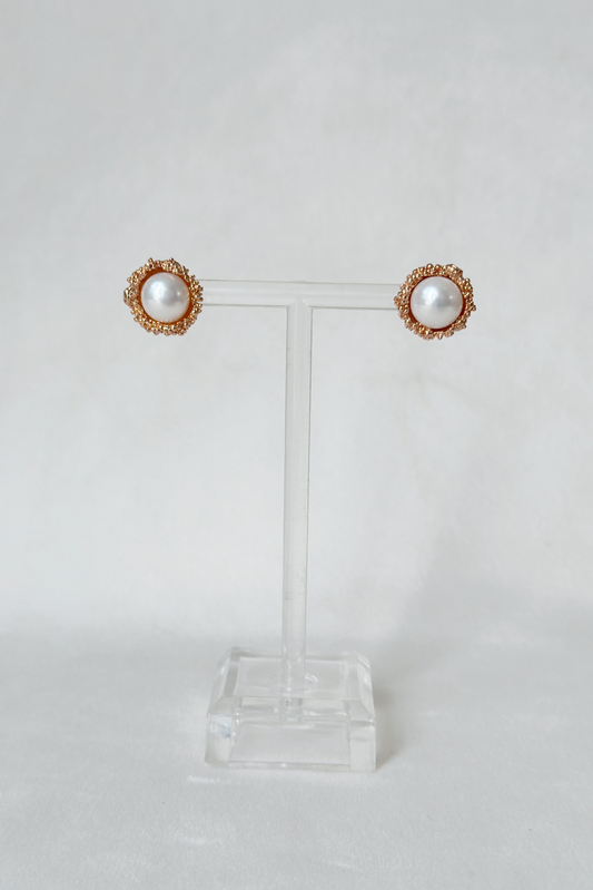 Pearl Cup Studs Rose gold