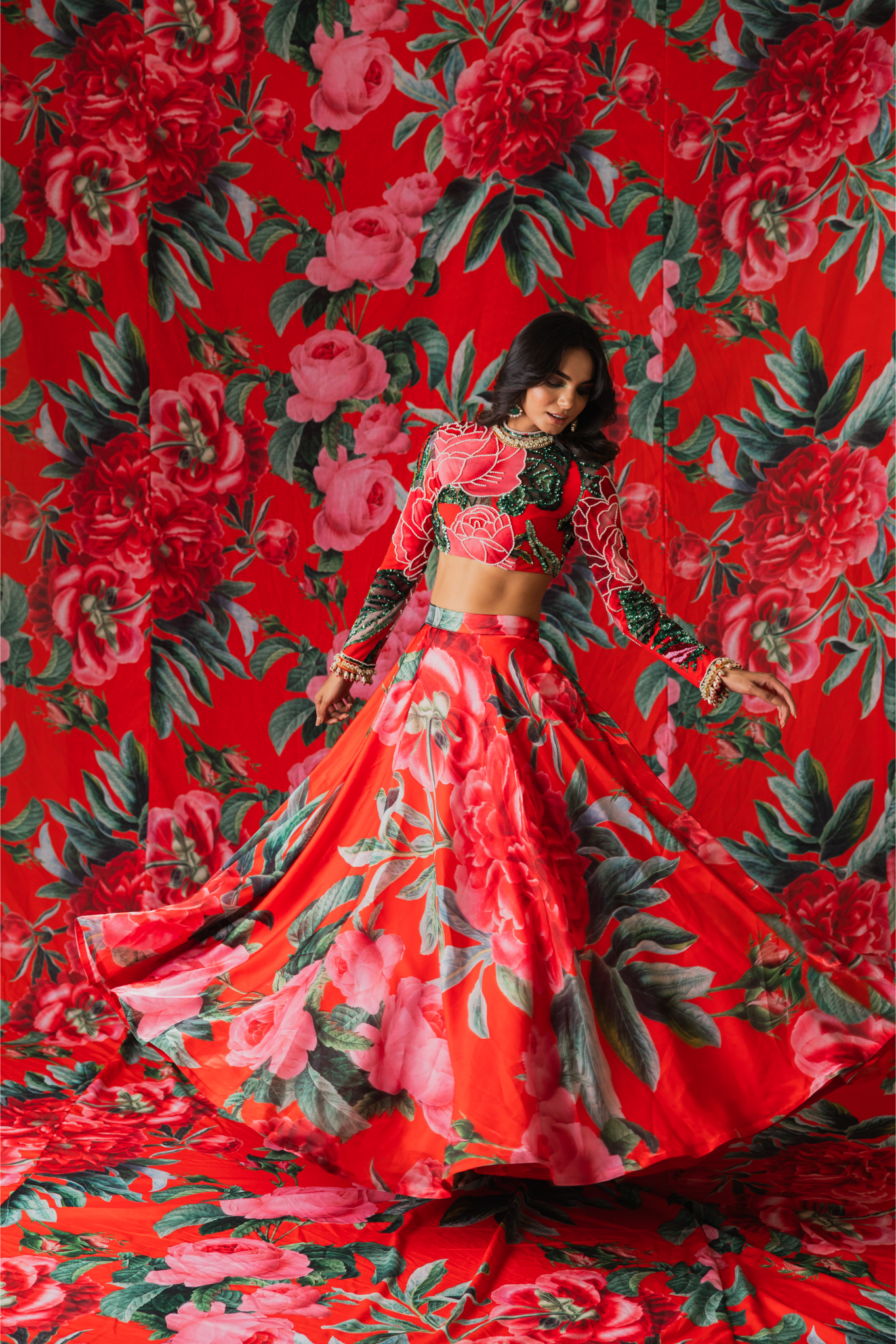 Red Glaze Lehenga