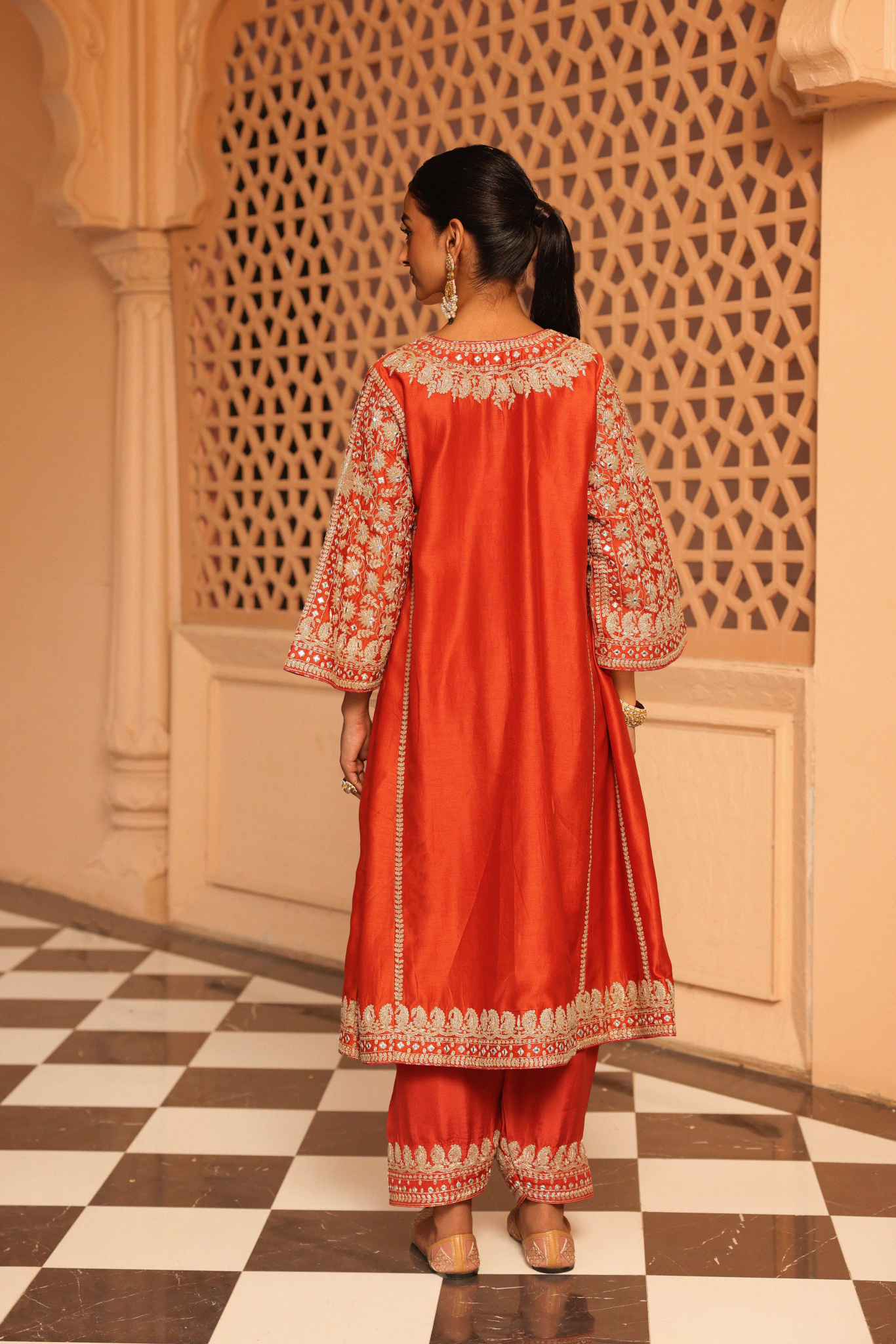 Aiman - Short Knee Length Chauga with Salwar and Odhni