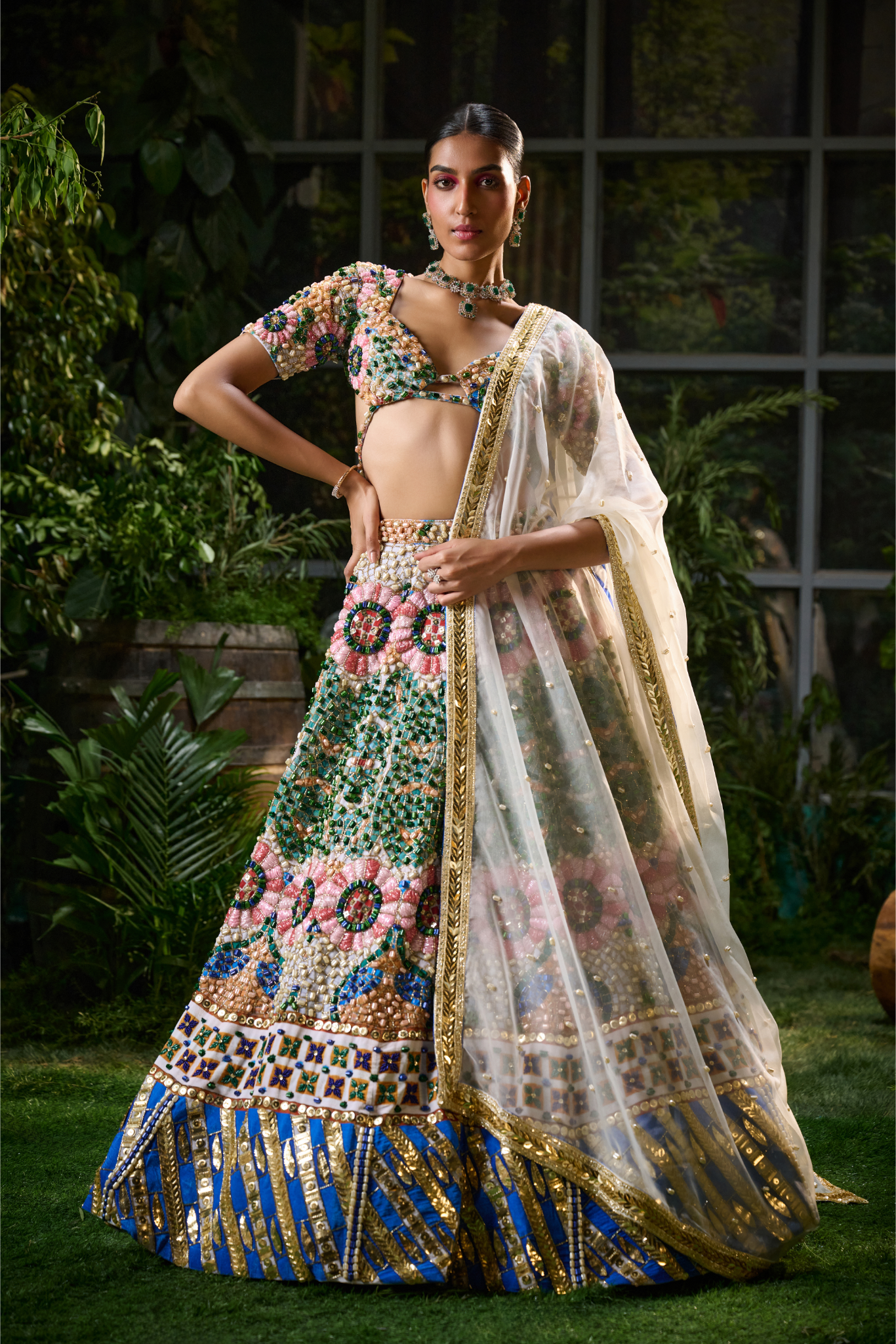 Multi Velvet Lehenga