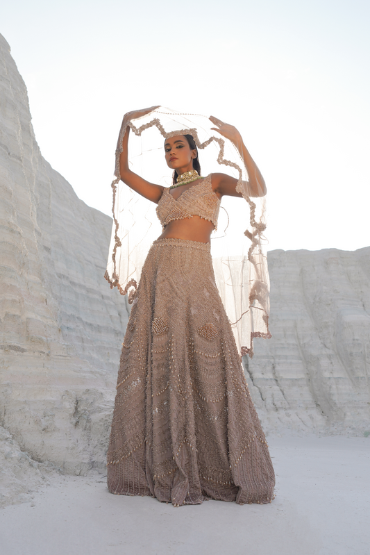 Rustic amber lehenga ethnowave