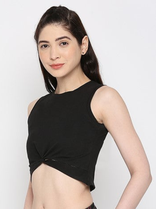 Black Twisted Crop Top