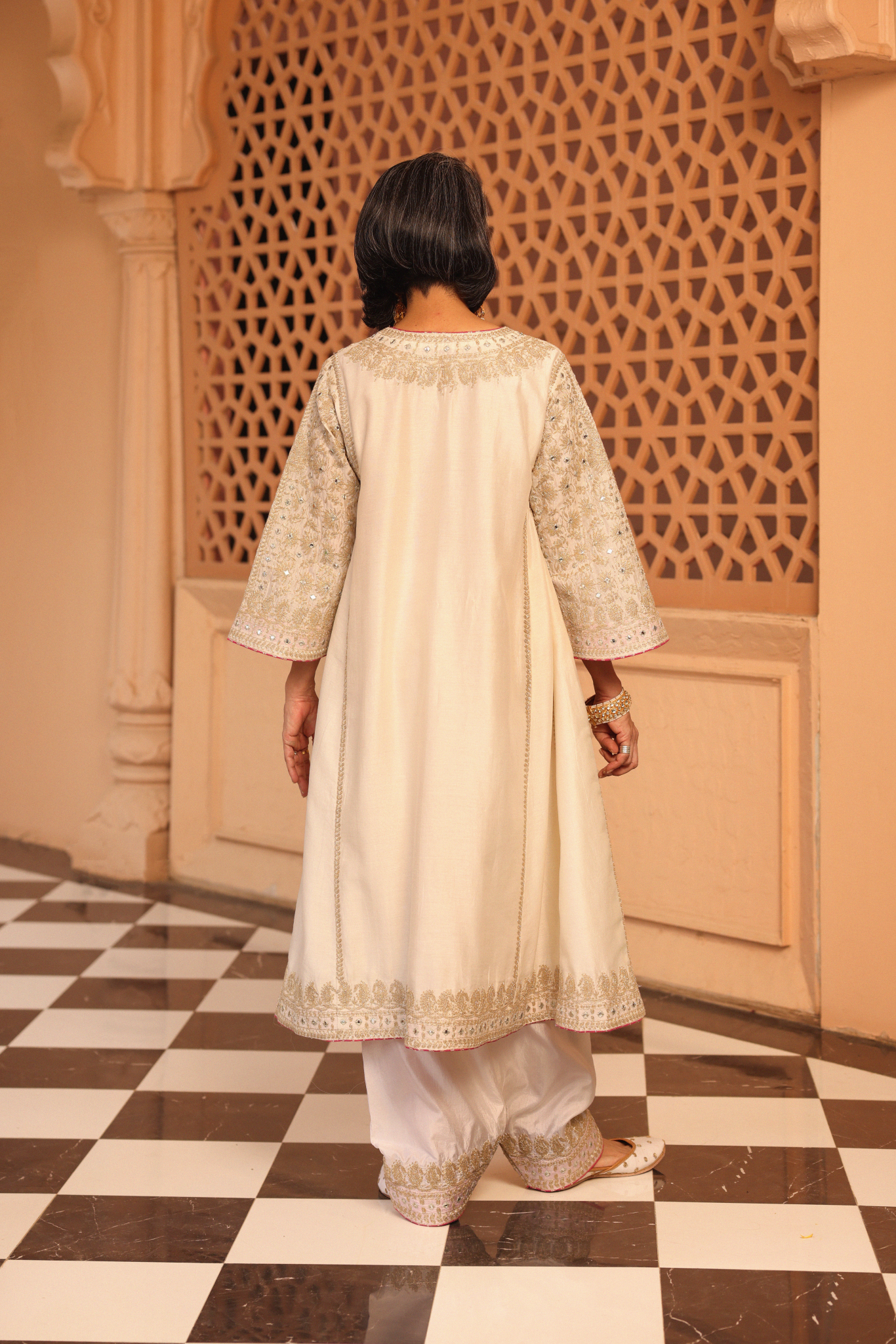 Aiman - Short Knee Length Chauga with Salwar and Odhni