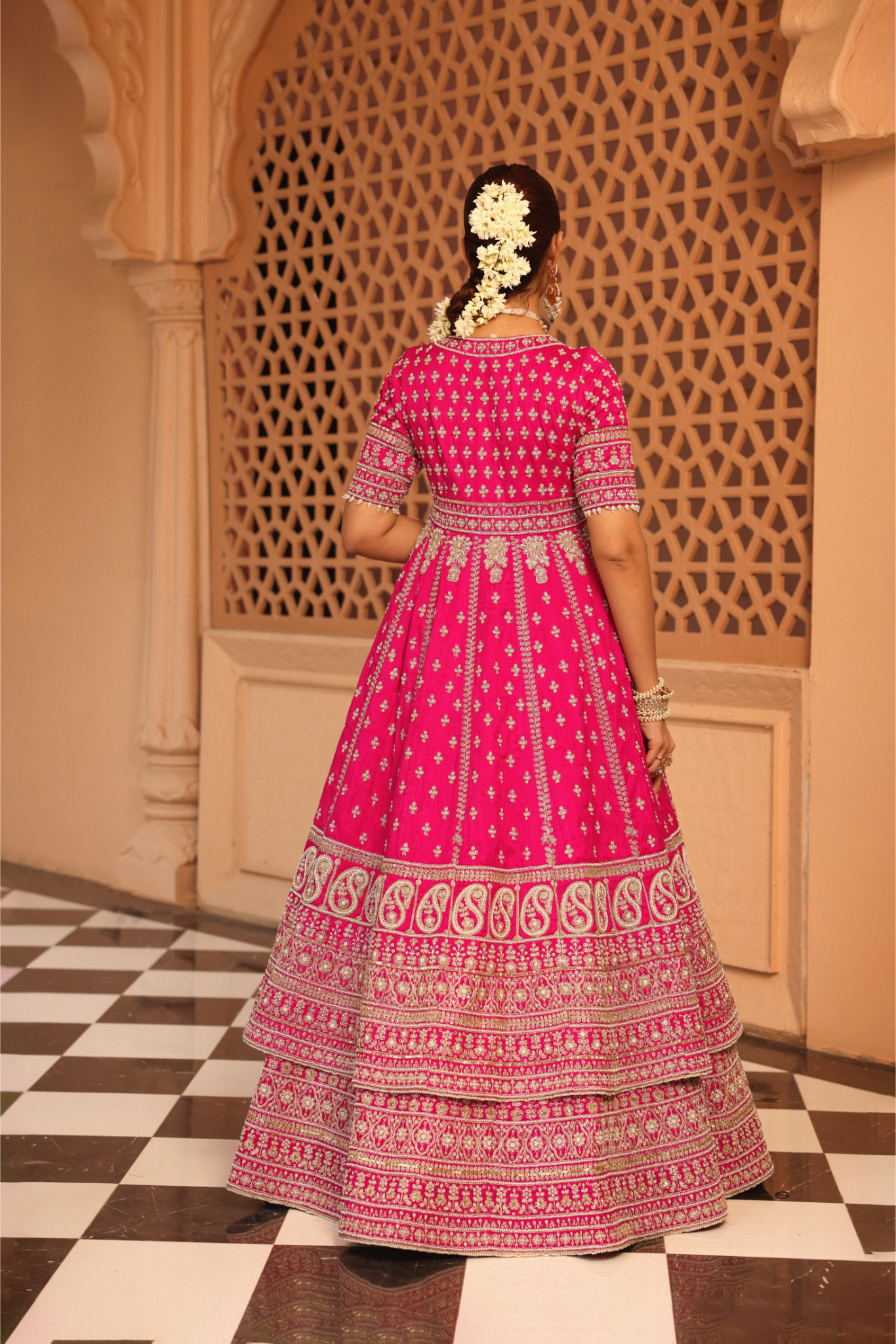 Naila - Hotpink Anarkali with  Lehenga and Dupatta