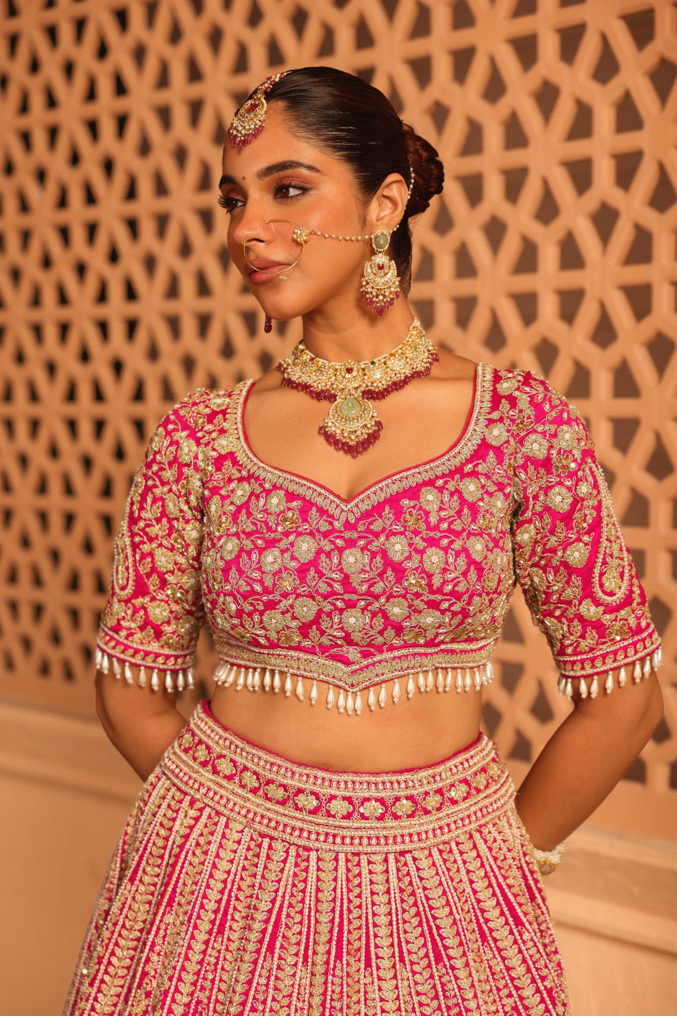 Inaya - Hotpink Lehenga with Blouse and Dupatta