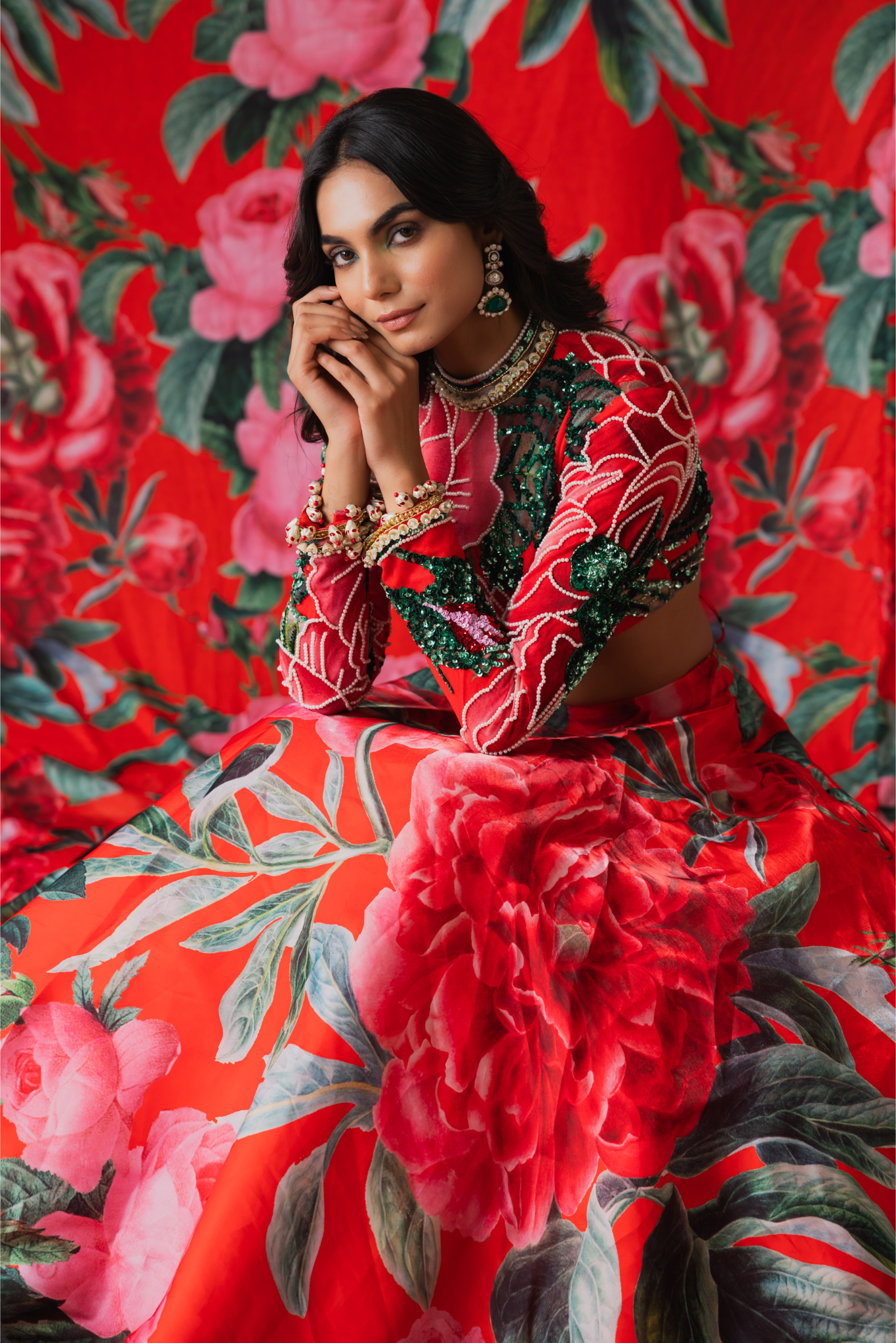 Red Glaze Lehenga