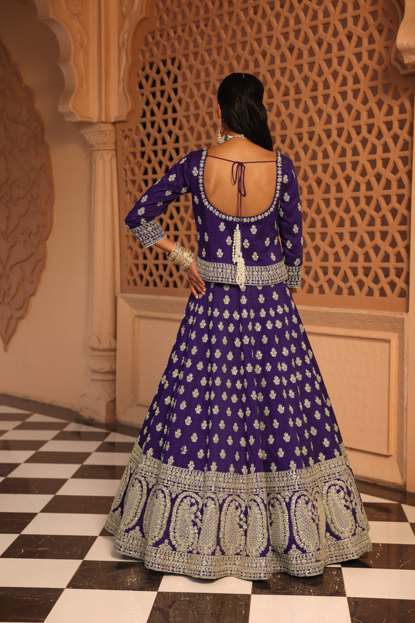 Aasmaa - Purple Lehenga with Choli and Dupatta