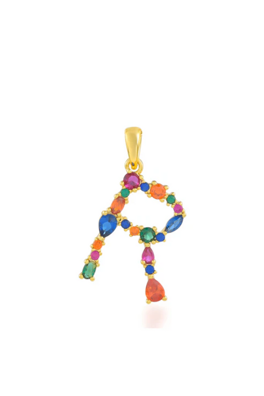 Multi Gemstone Alphabets Necklace - R
