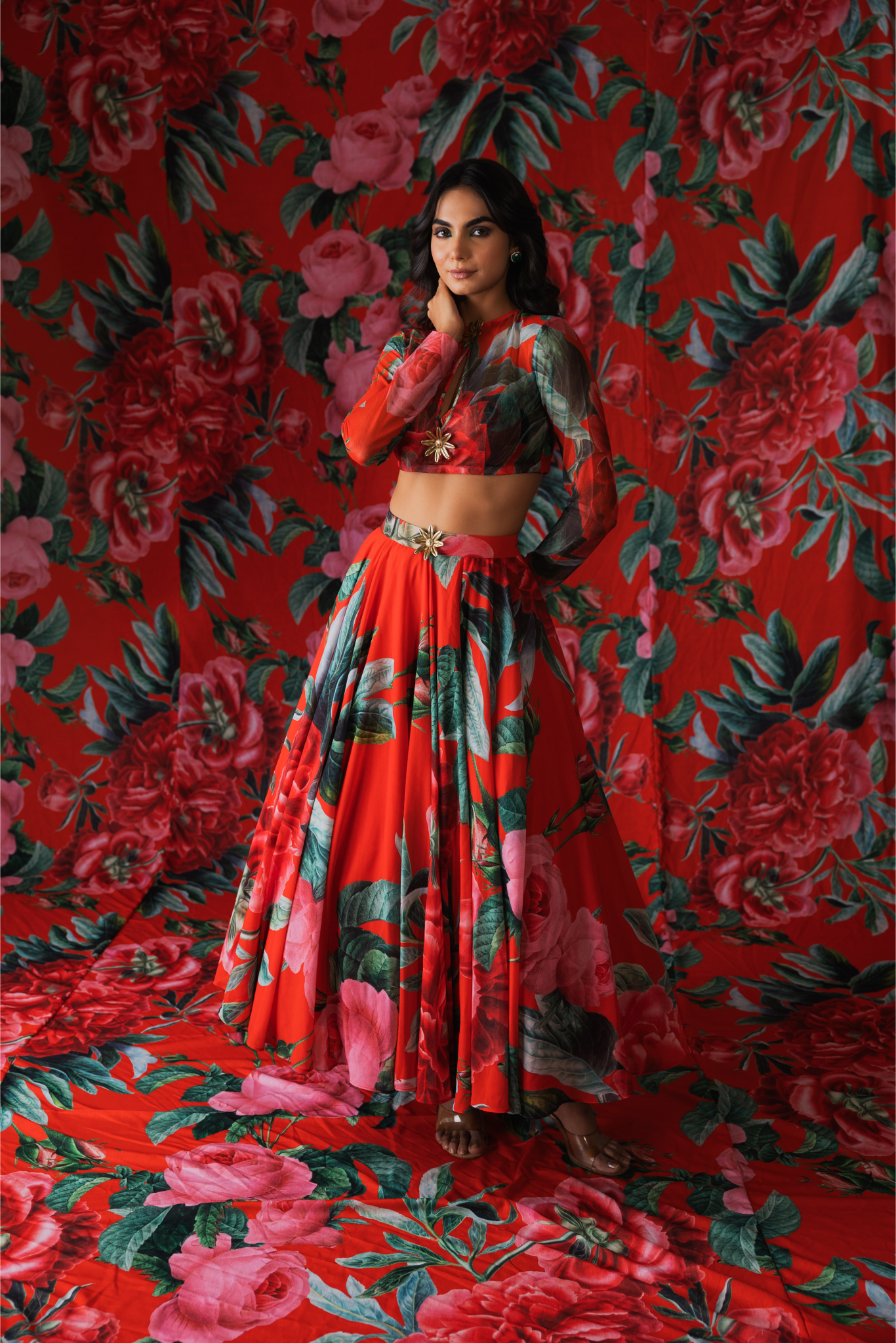 Red Georgette Lehenga Set