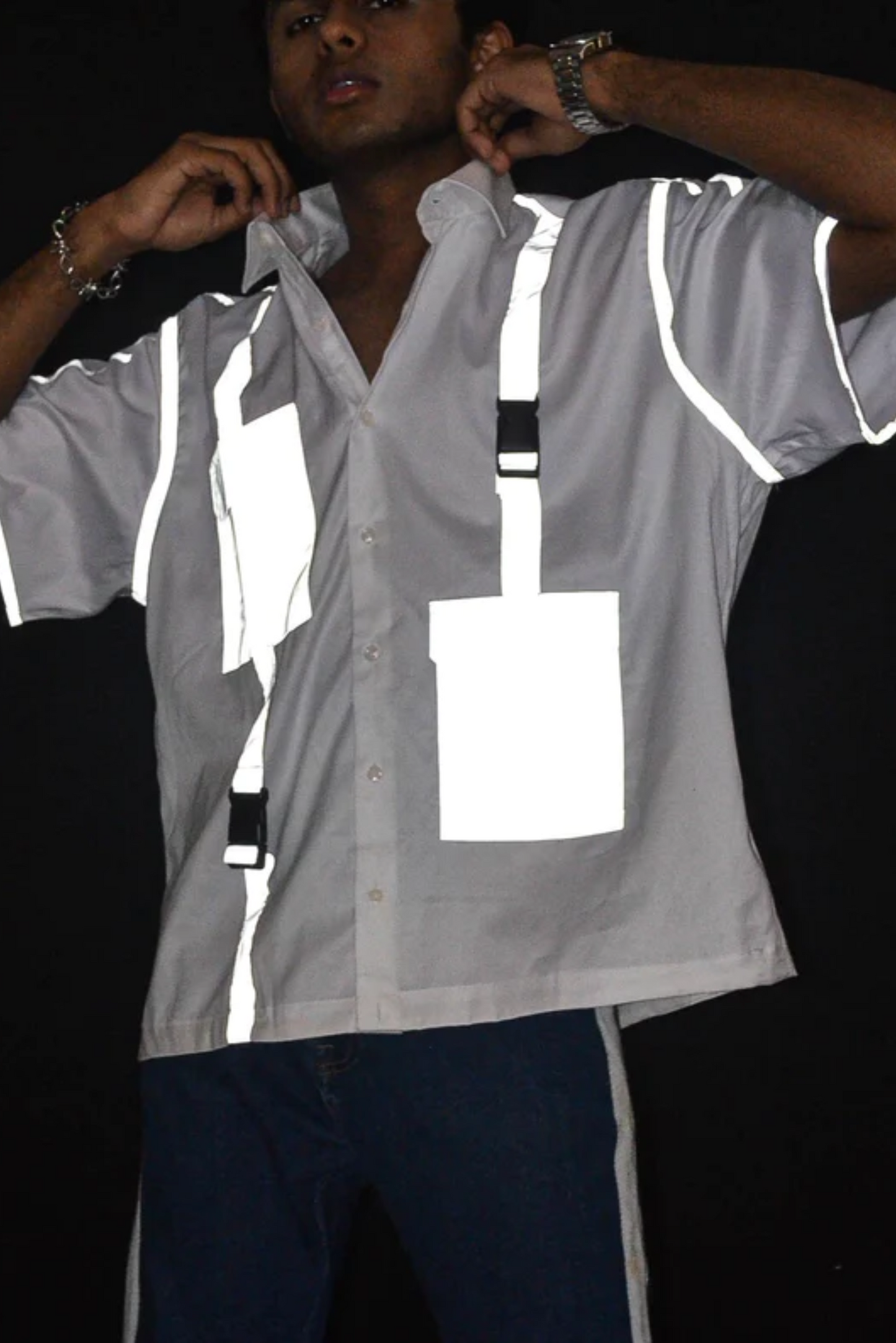 WHITE REFLECTIVE OVERSHIRT