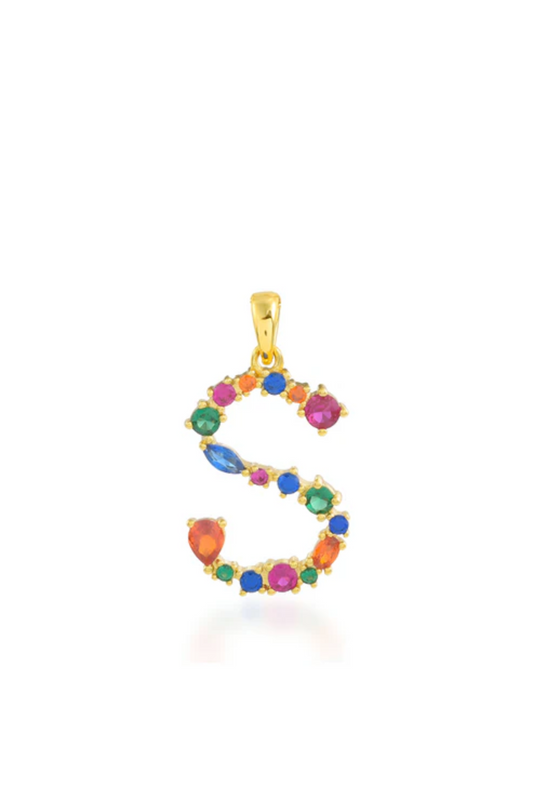 Multi Gemstone Alphabets Necklace - S