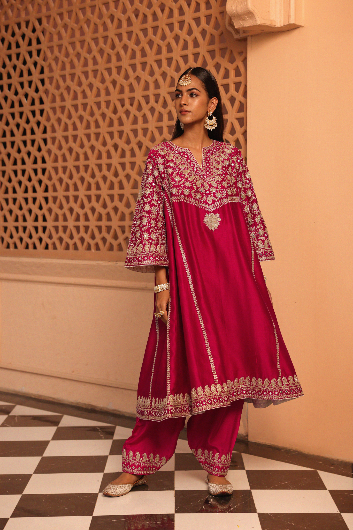 Aiman - Short Knee Length Chauga with Salwar and Odhni