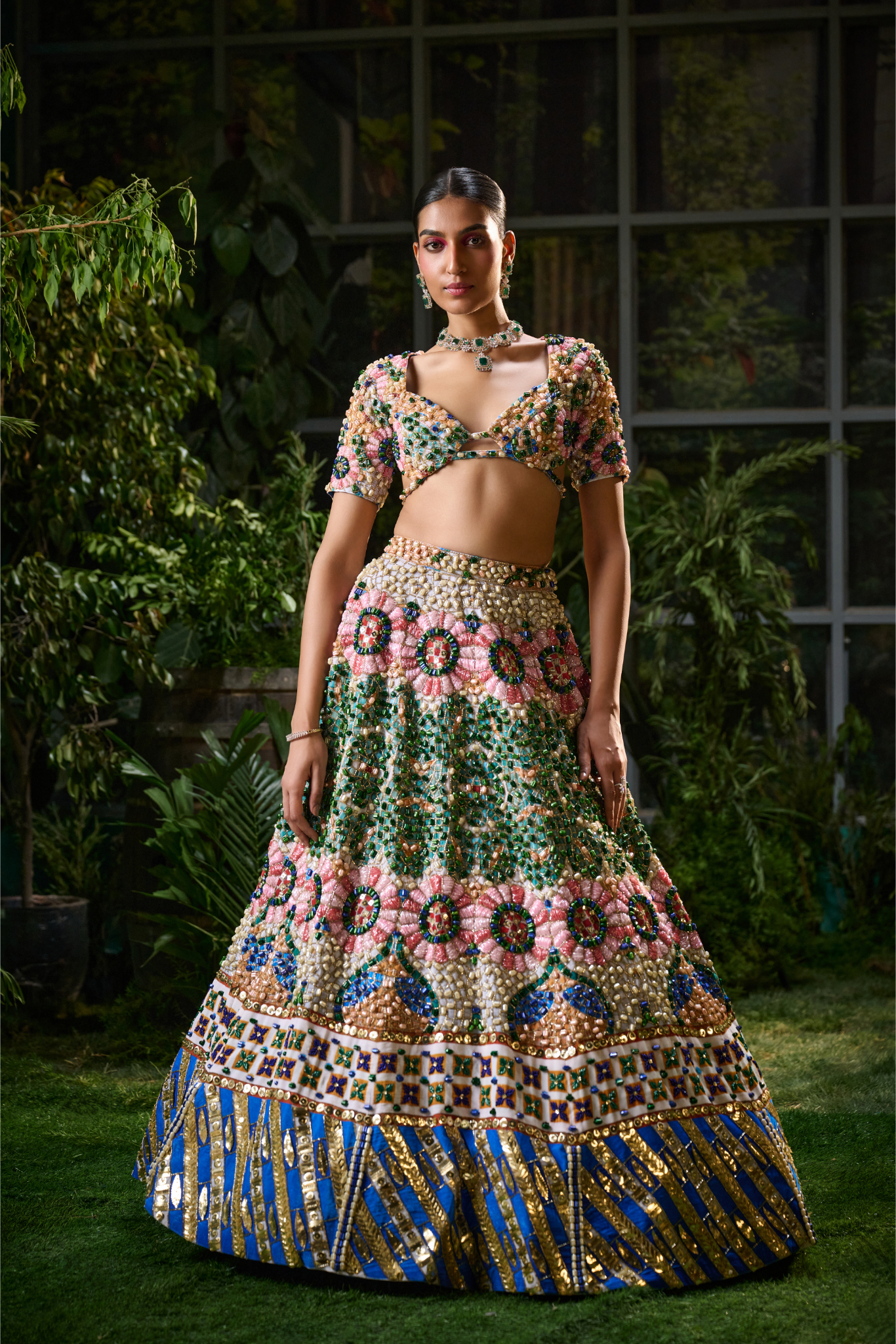 Multi Velvet Lehenga