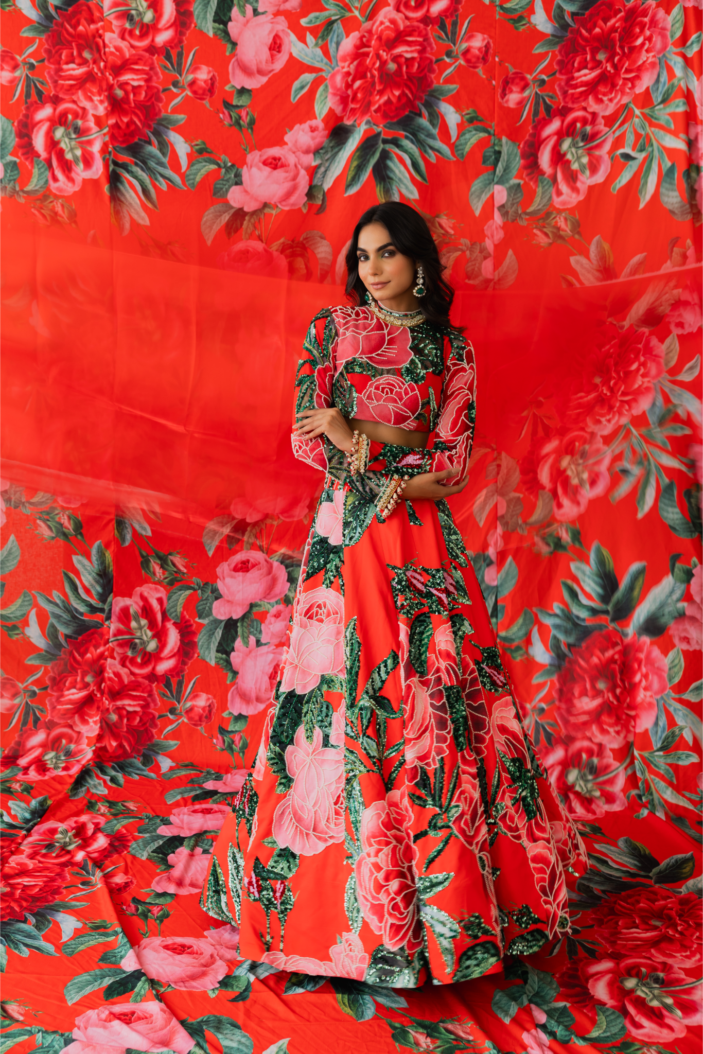 Red Freezy twill Lehenga