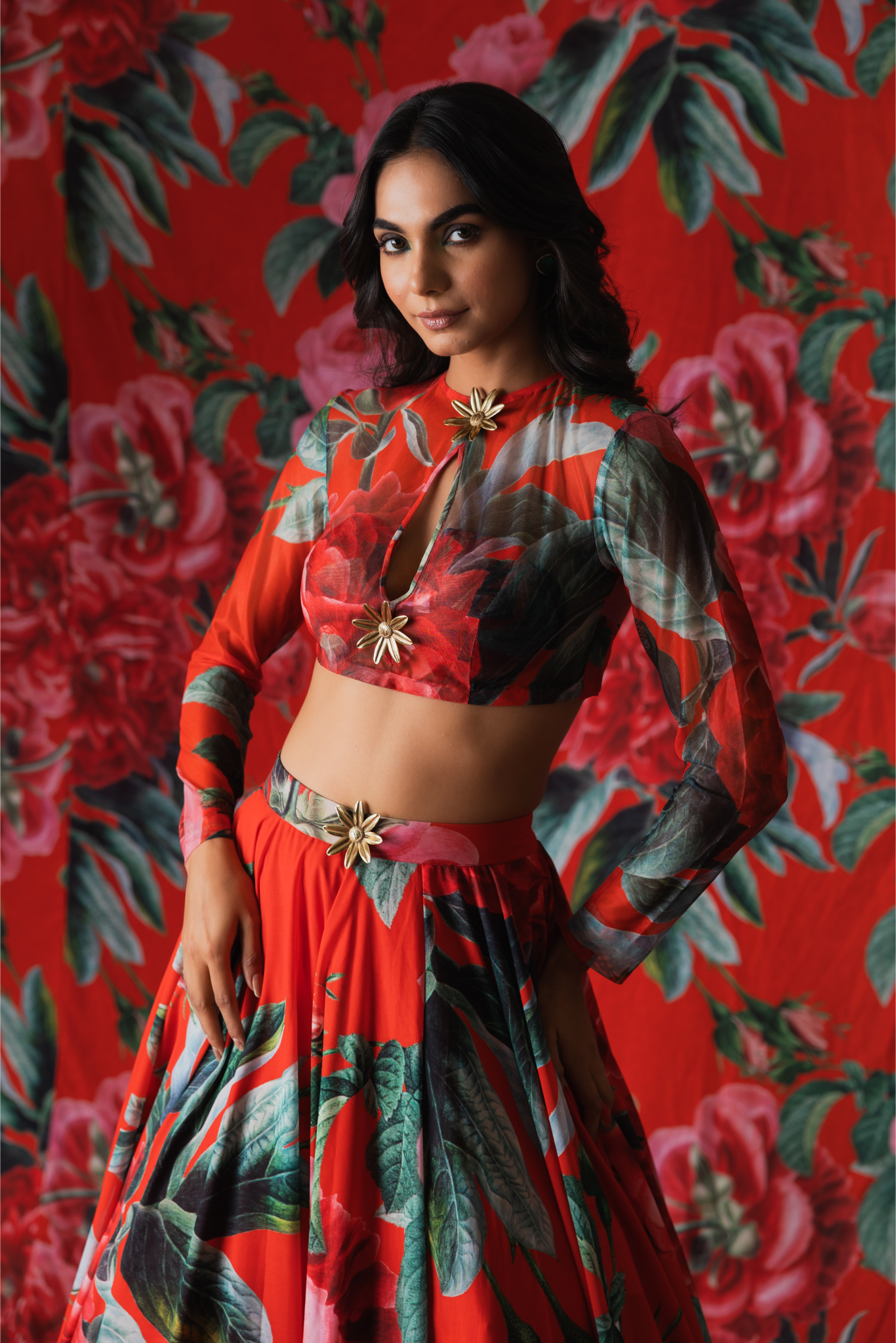 Red Georgette Lehenga Set