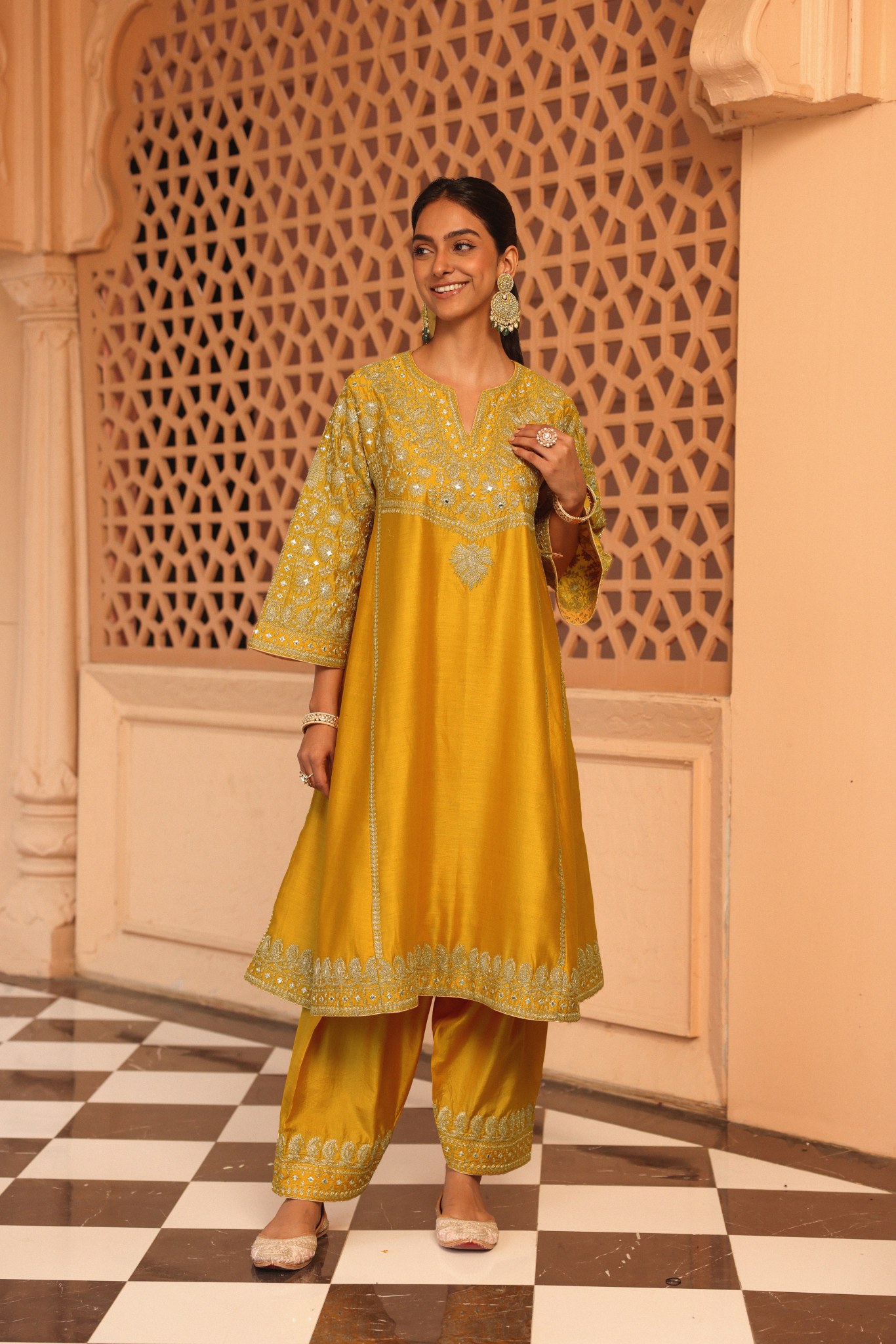 Aiman - Short Knee Length Chauga with Salwar