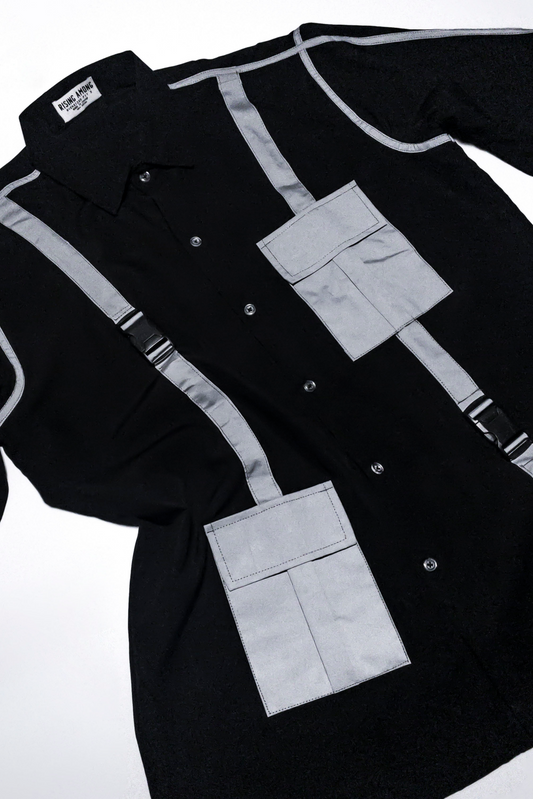 BLACK REFLECTIVE OVERSHIRT