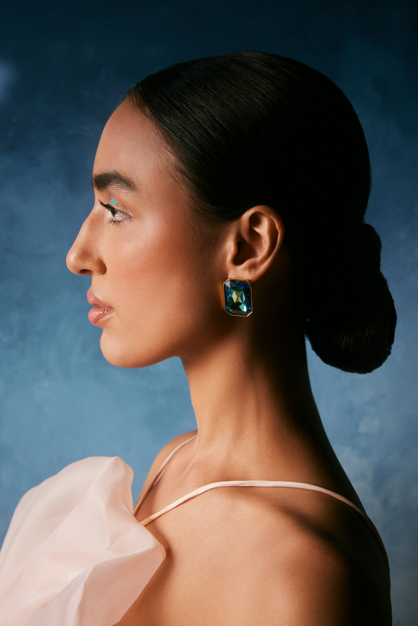 RADIANCE COCKTAIL EARRING - PEACOCK BLUE