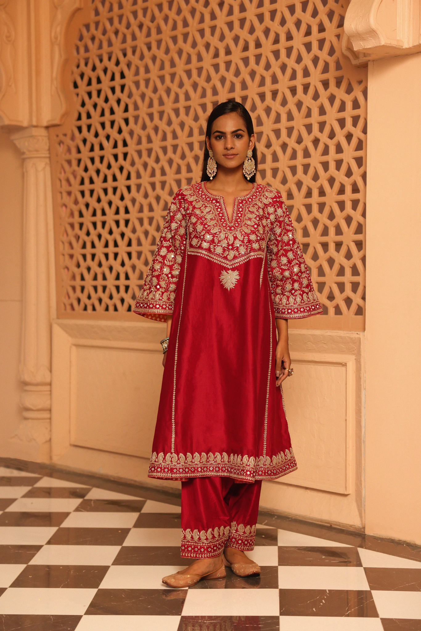 Aiman - Short Knee Length Chauga with Salwar and Odhni