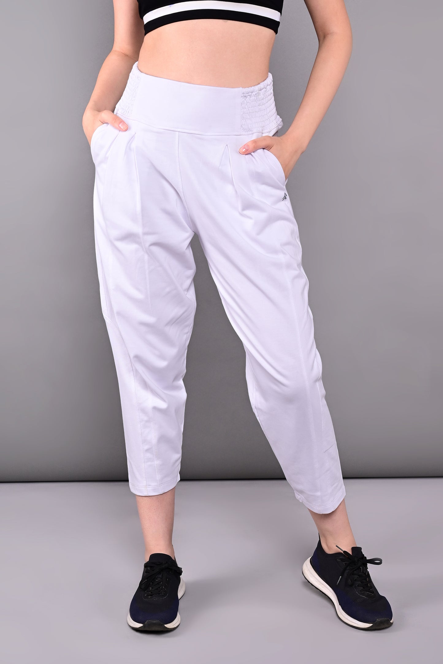 Pleated Yoga Pant With Smocked Waistband