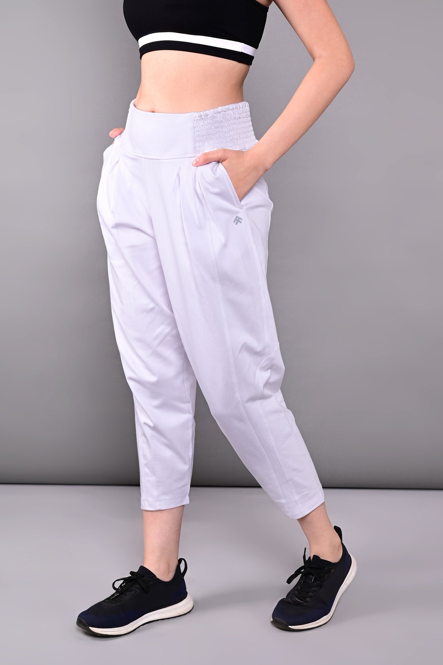 Pleated Yoga Pant With Smocked Waistband