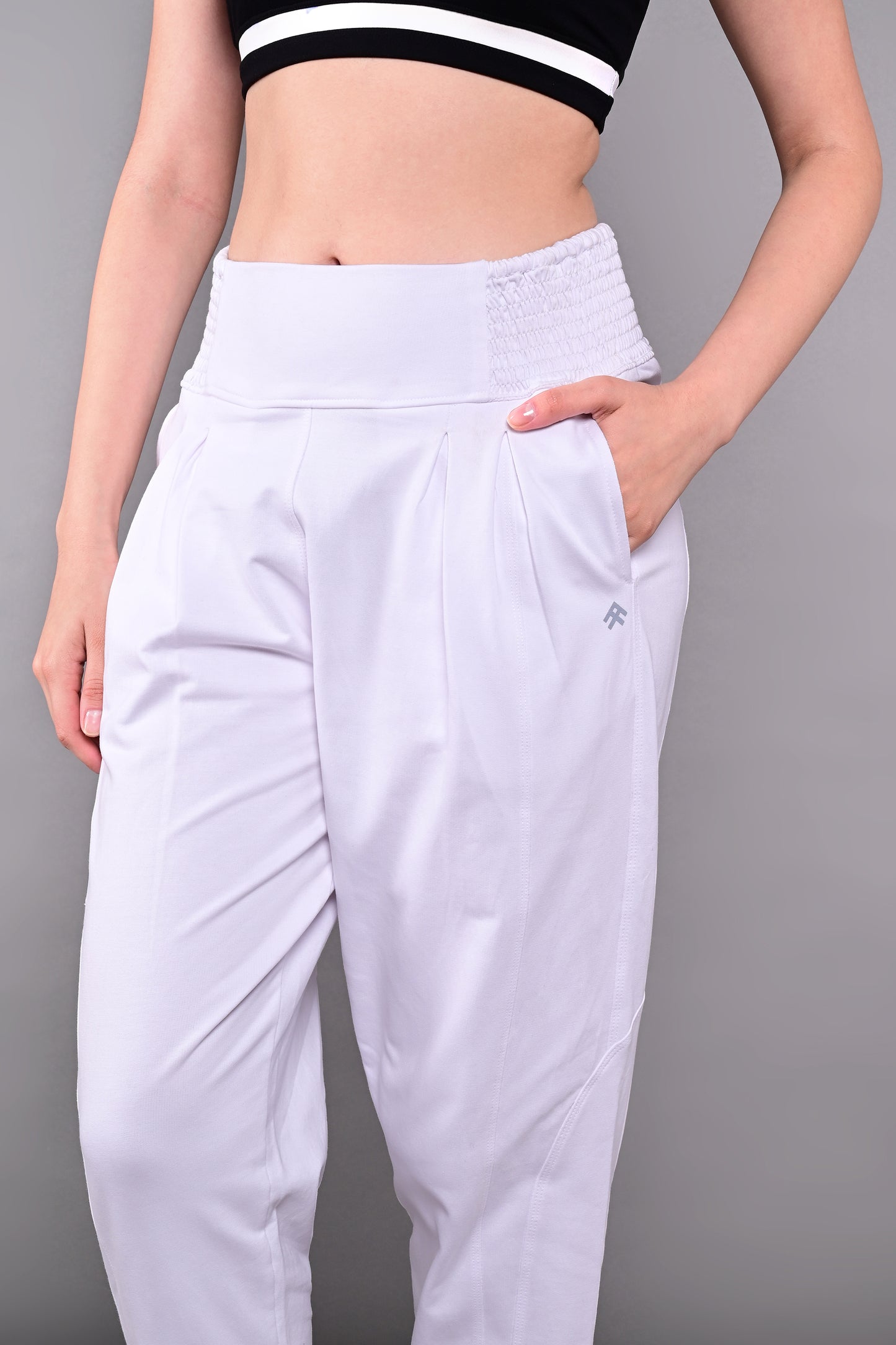 Pleated Yoga Pant With Smocked Waistband