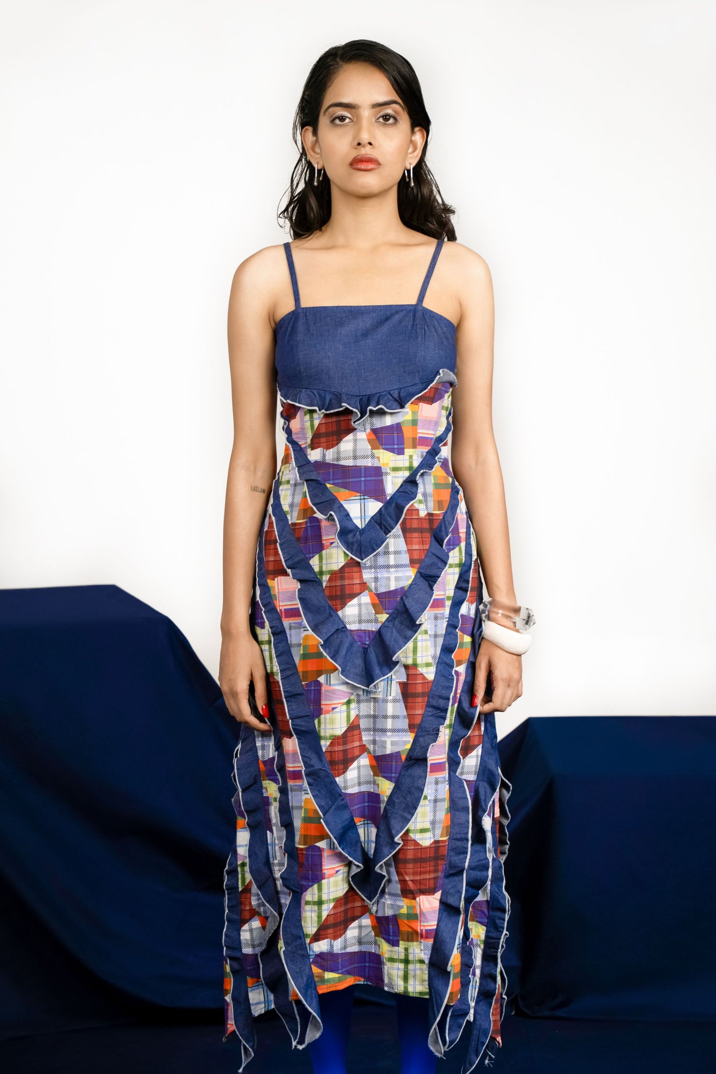 quiet chaos ruffle maxi dress