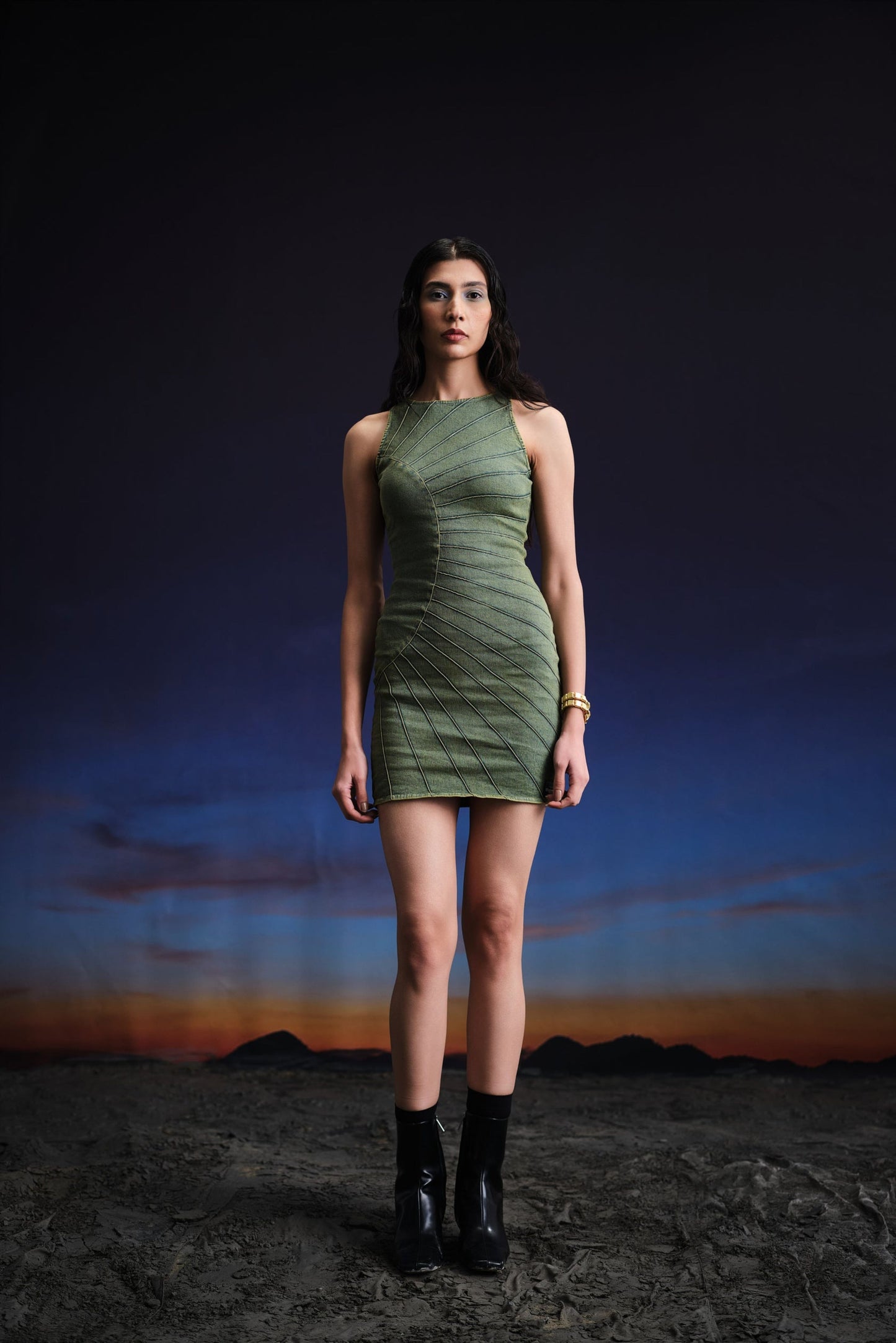 vintage green mini dress