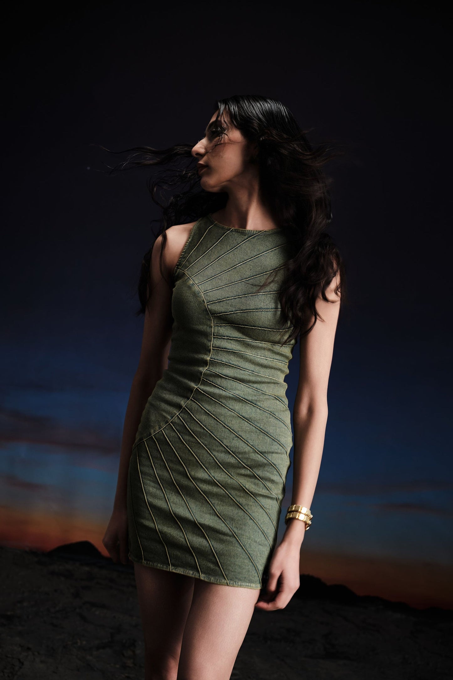 vintage green mini dress